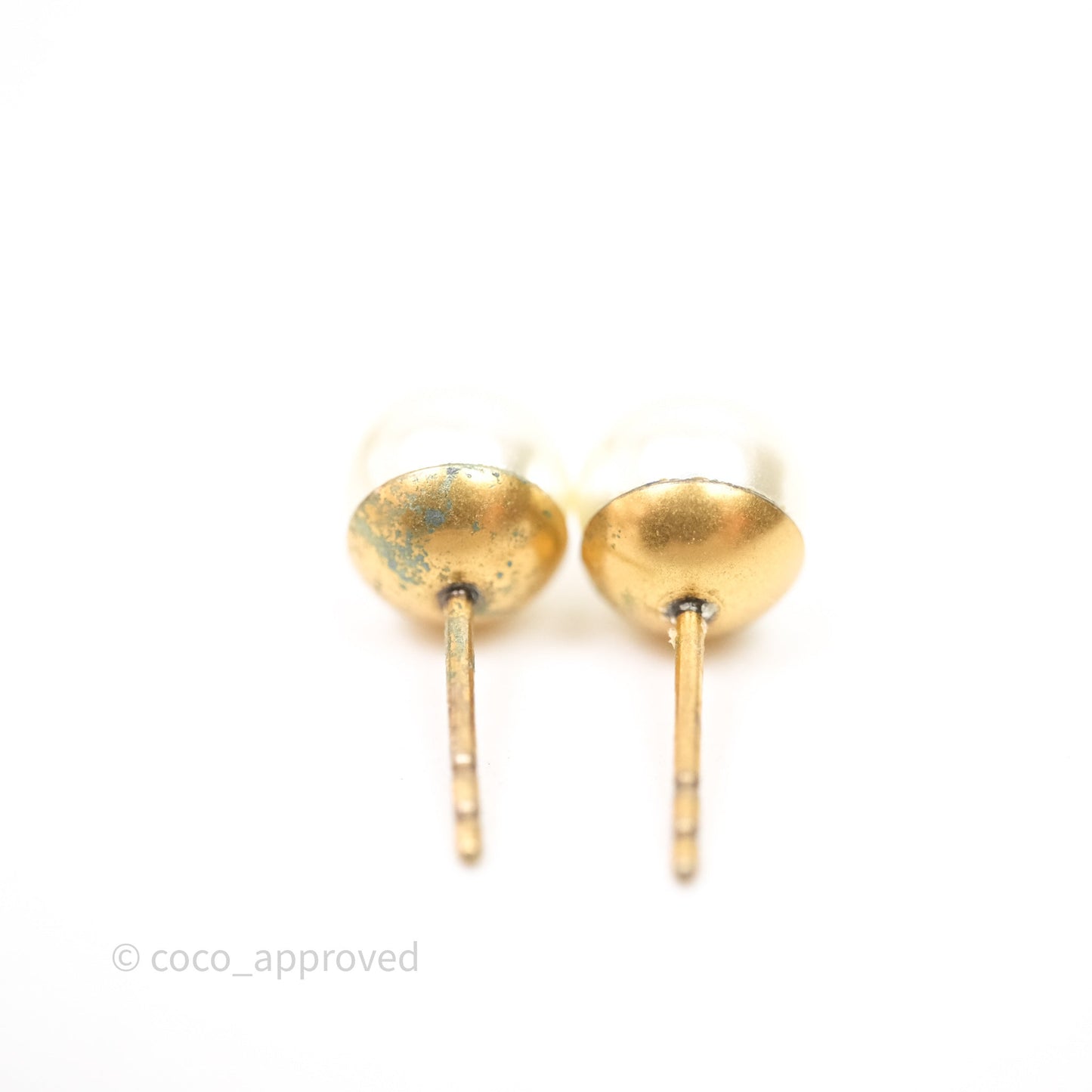Christian Dior Tribales Pearl CD Earrings Gold Tone