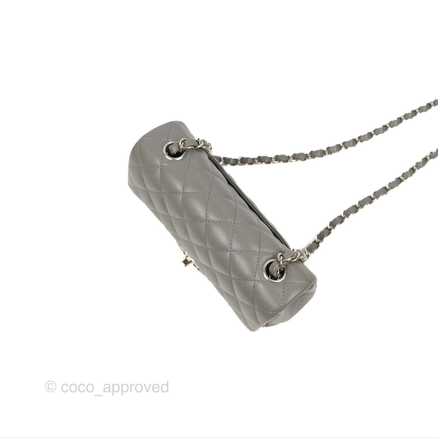 Chanel Quilted Mini Rectangular Flap Grey Caviar Silver Hardware 17B