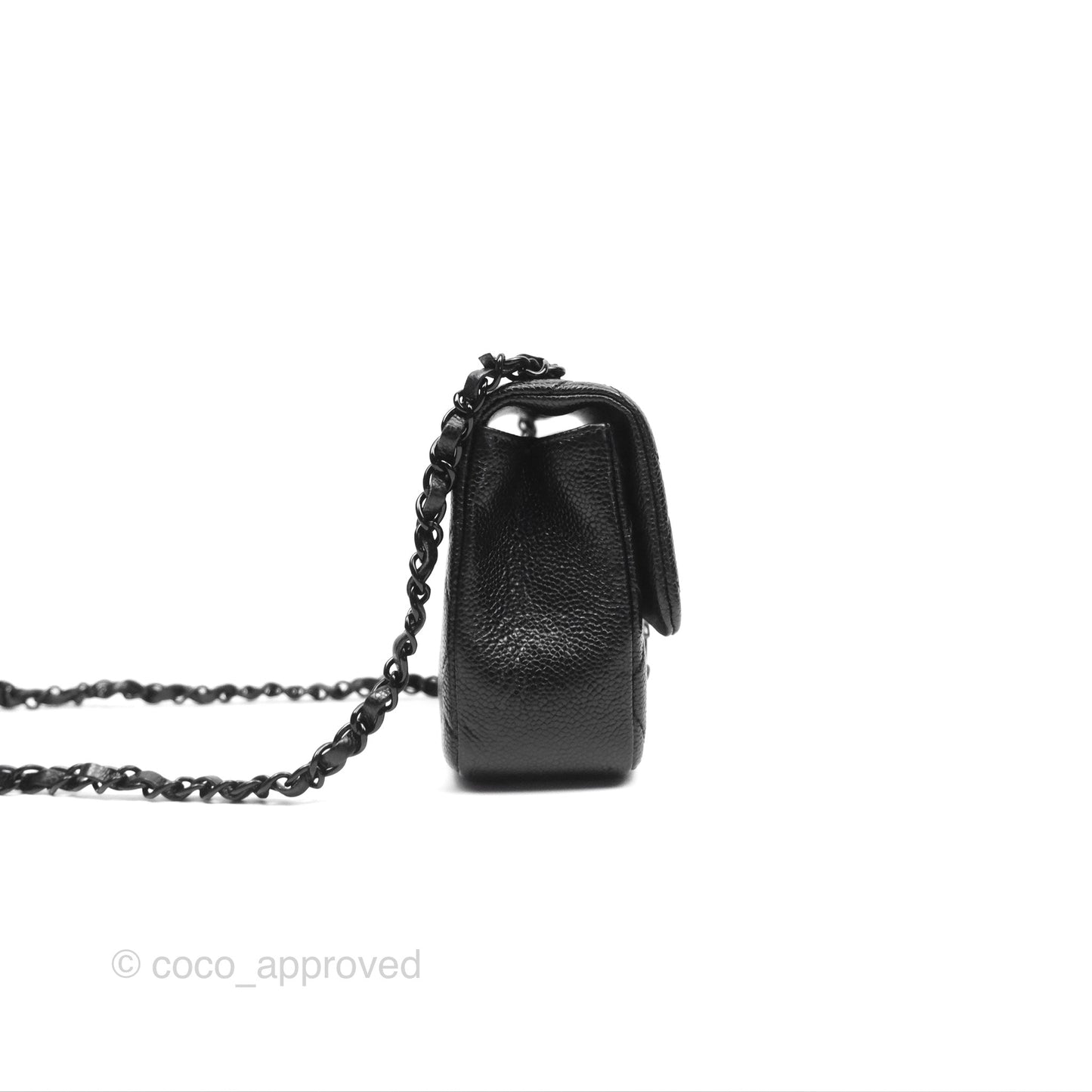 Chanel Quilted Mini Square Flap Bag So Black Caviar Incognito