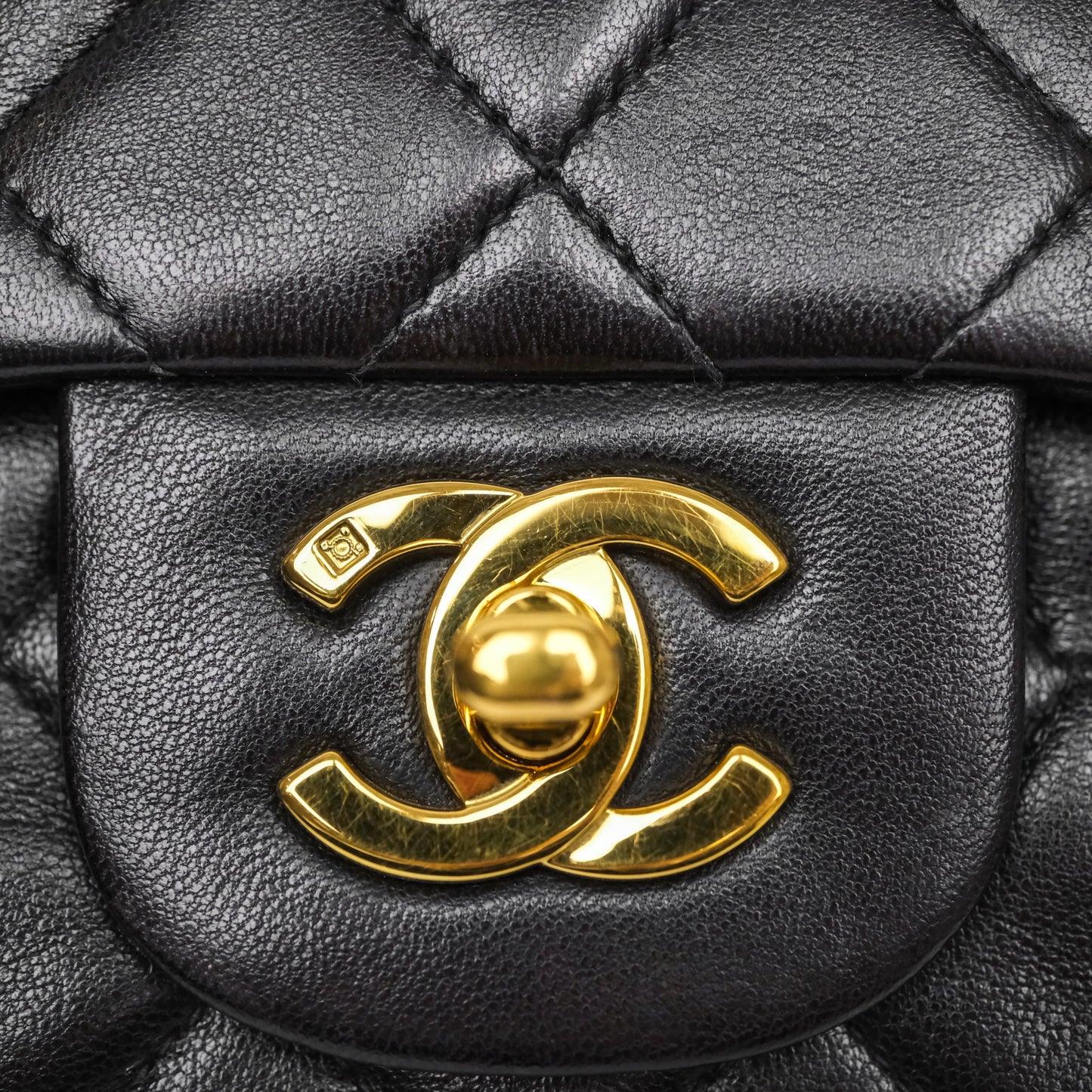 Chanel Vintage Small Classic Flap Black Lambskin 24K Gold Hardware