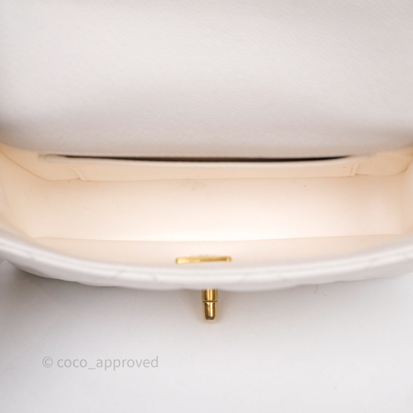 Chanel Heart Crush Mini Flap Bag White Caviar Aged Gold Hardware