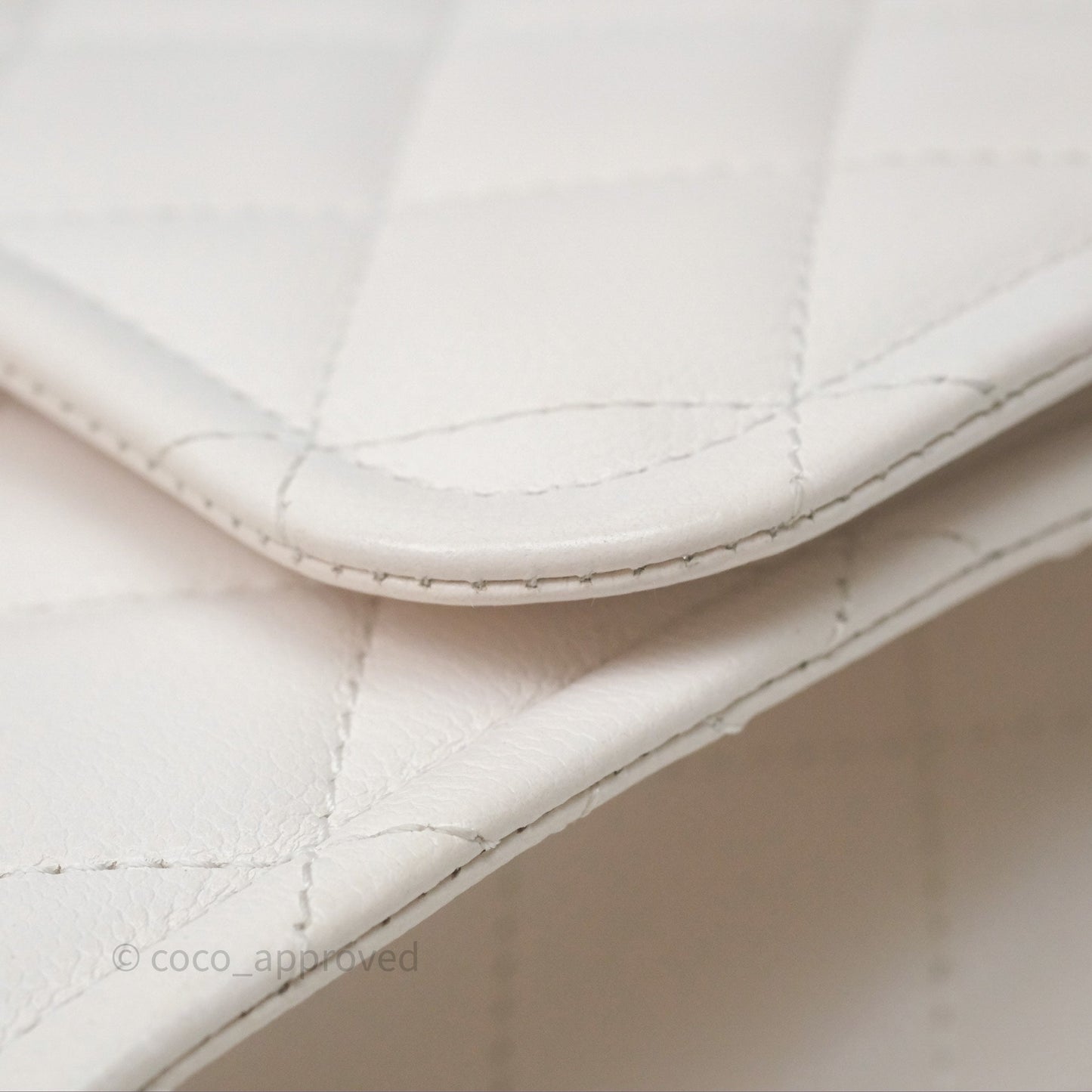 Chanel Large Quilted Sweet Classic Flap White Caviar Aged Gold Hardware