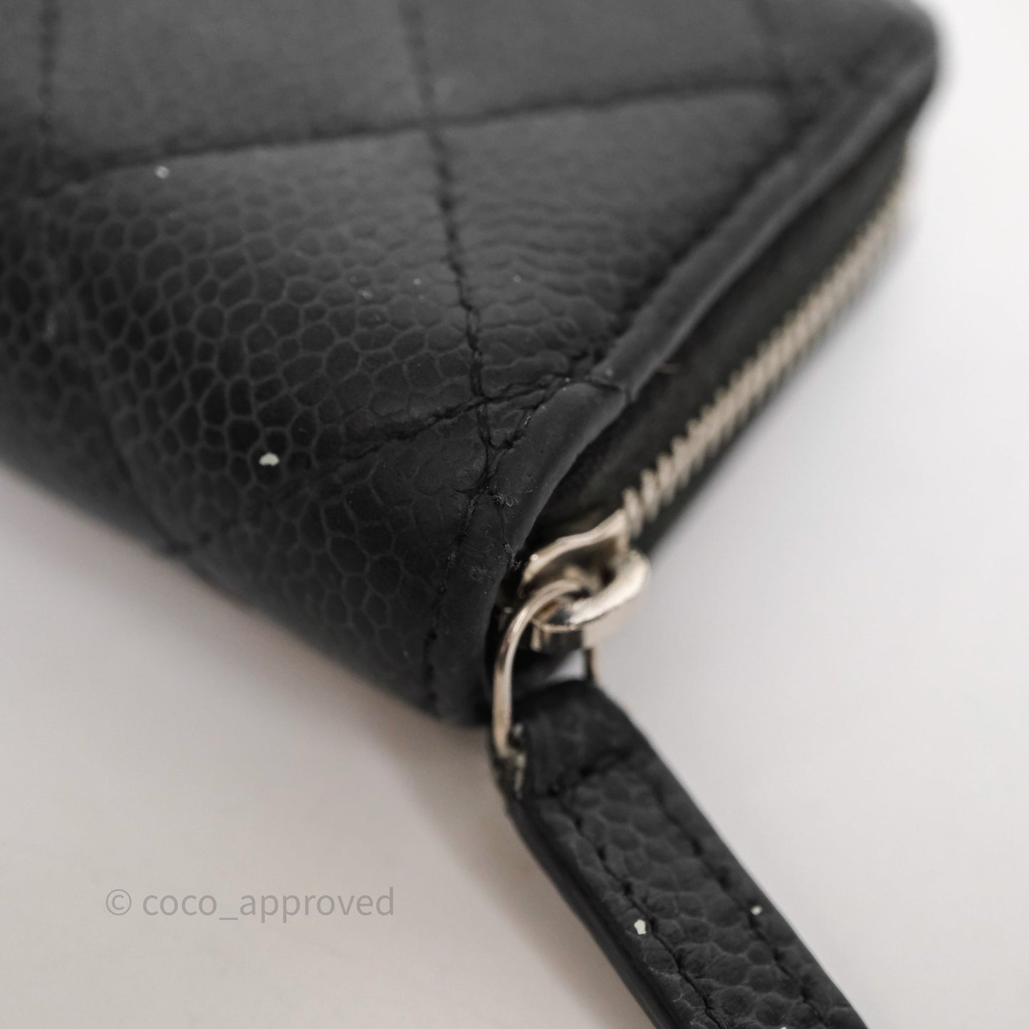 Chanel Classic Zipped Coin Purse Black Caviar Silver Hardware