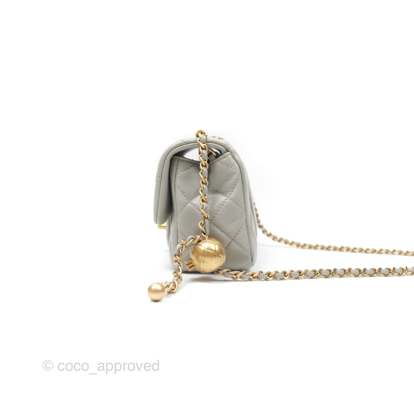 Chanel Mini Rectangular Pearl Crush Grey Lambskin Aged Gold Hardware