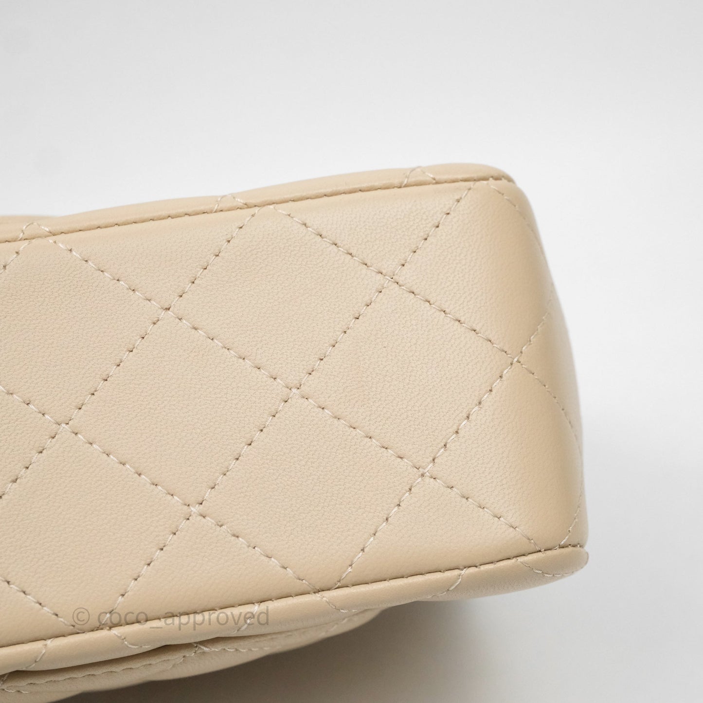 Chanel Top Handle Mini Rectangular Flap Beige Lambskin Shiny Gold Hardware
