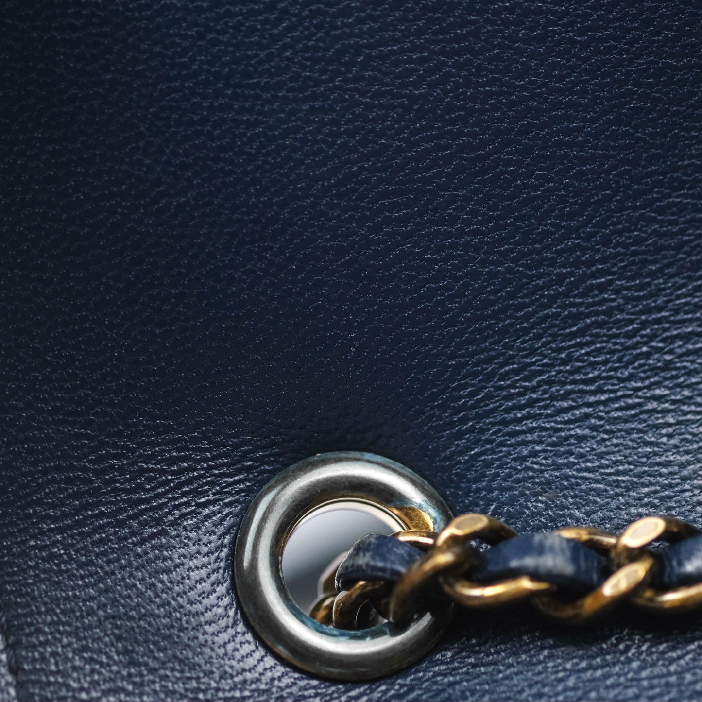 Chanel Beauty Lock Flap Bag Navy Sheepskin Aged Gold Hardware