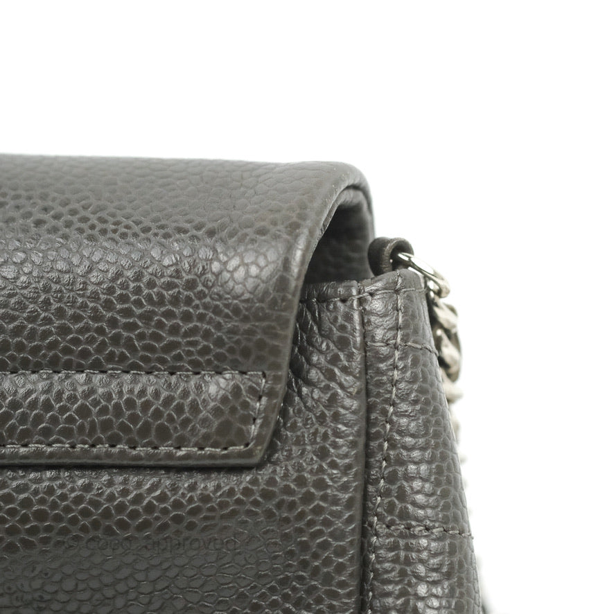Chanel Half Moon Wallet on Chain WOC Dark Grey Caviar Silver Hardware