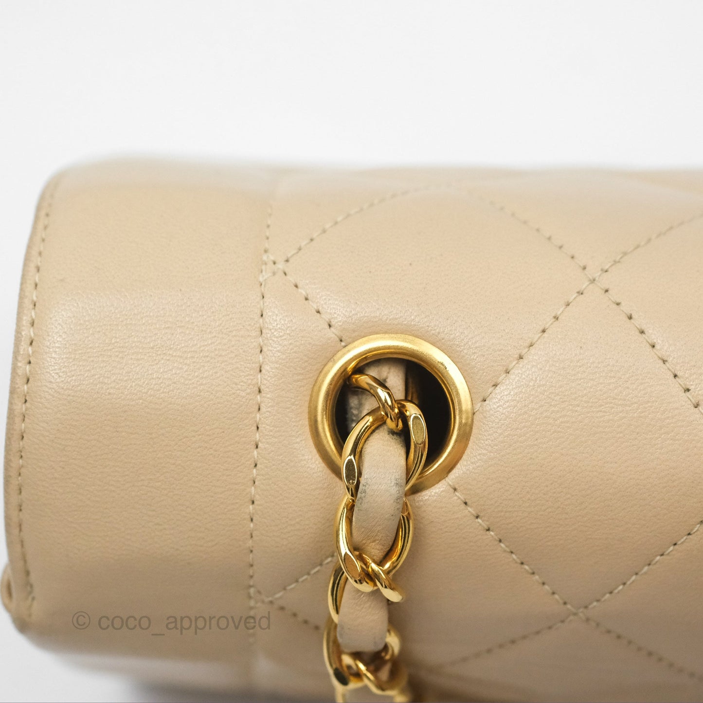 Chanel Vintage Small Quilted Classic Diana Flap Bag Beige Lambskin 24K Gold Hardware