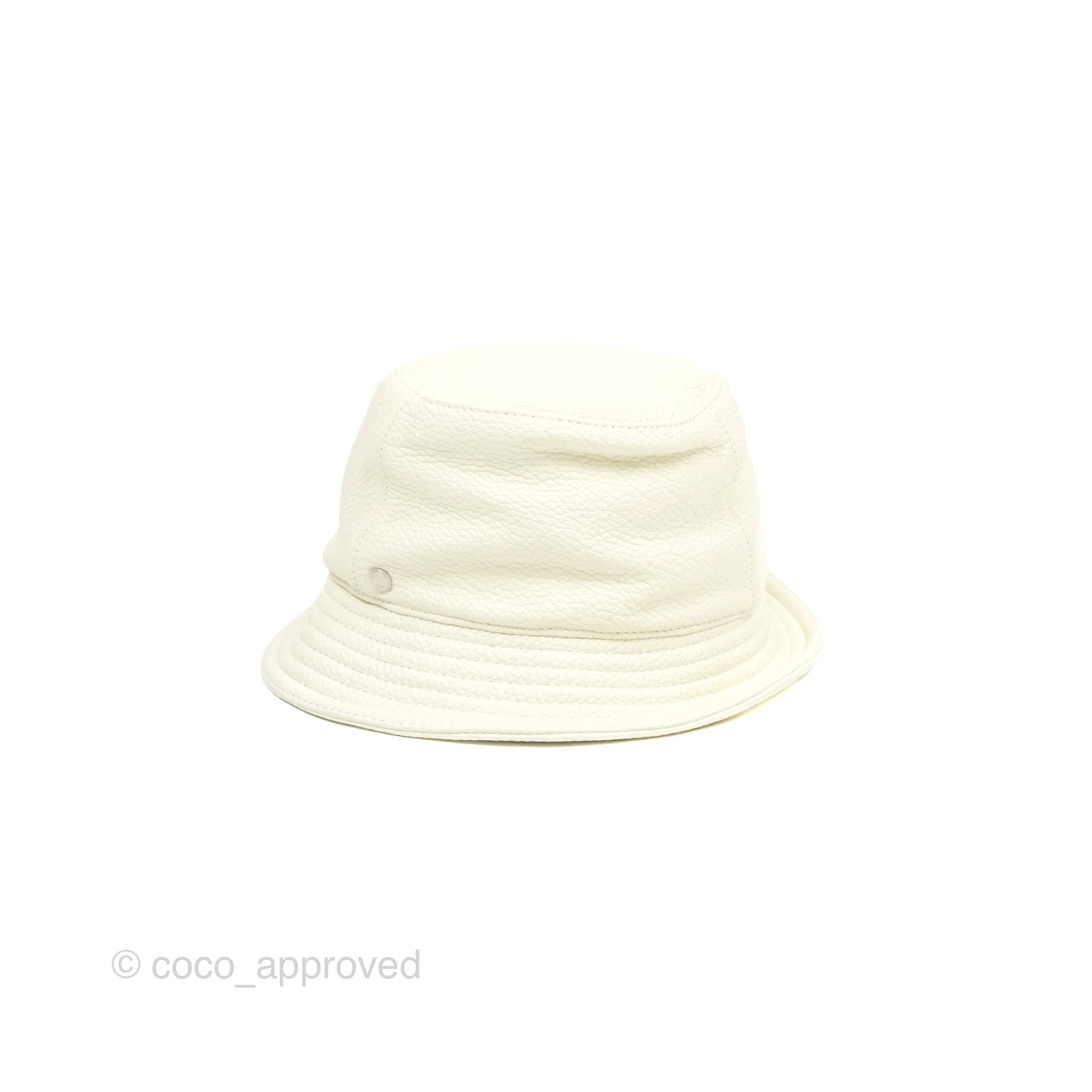Hermes Calvi Bucket Hat Blanc Casse Deerskin=