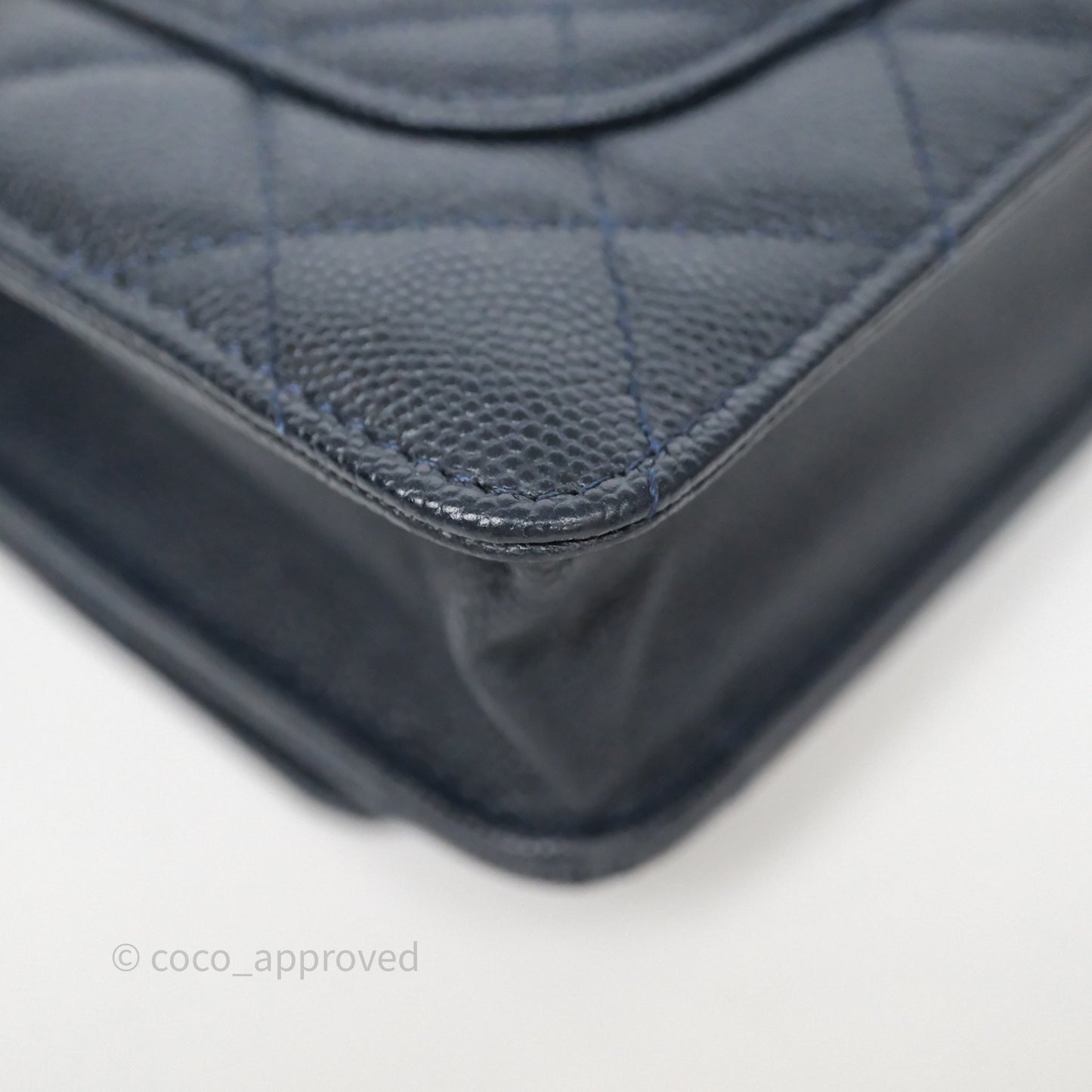 Chanel Classic Wallet On Chain WOC Quilted Navy Caviar Gold Hardware