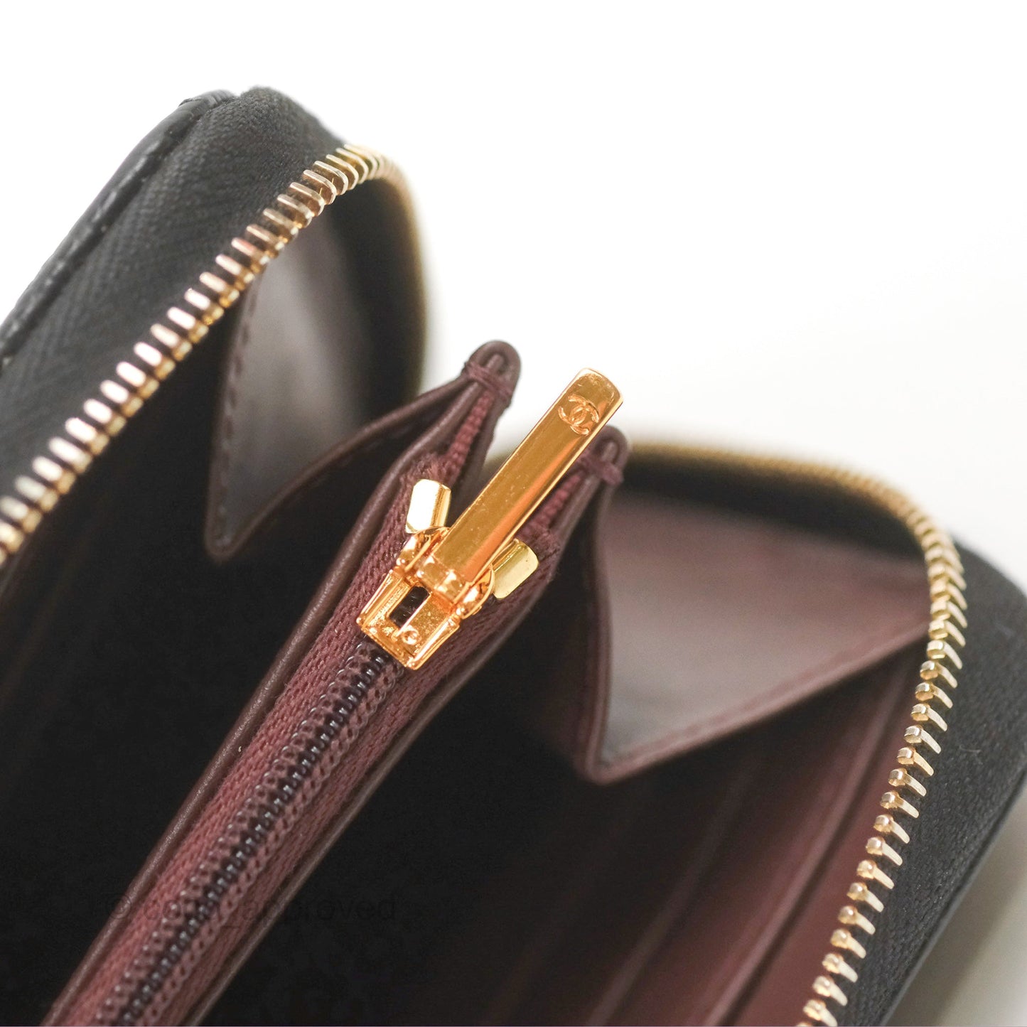 Chanel Quilted Zip Long Wallet Black Caviar Gold Hardware