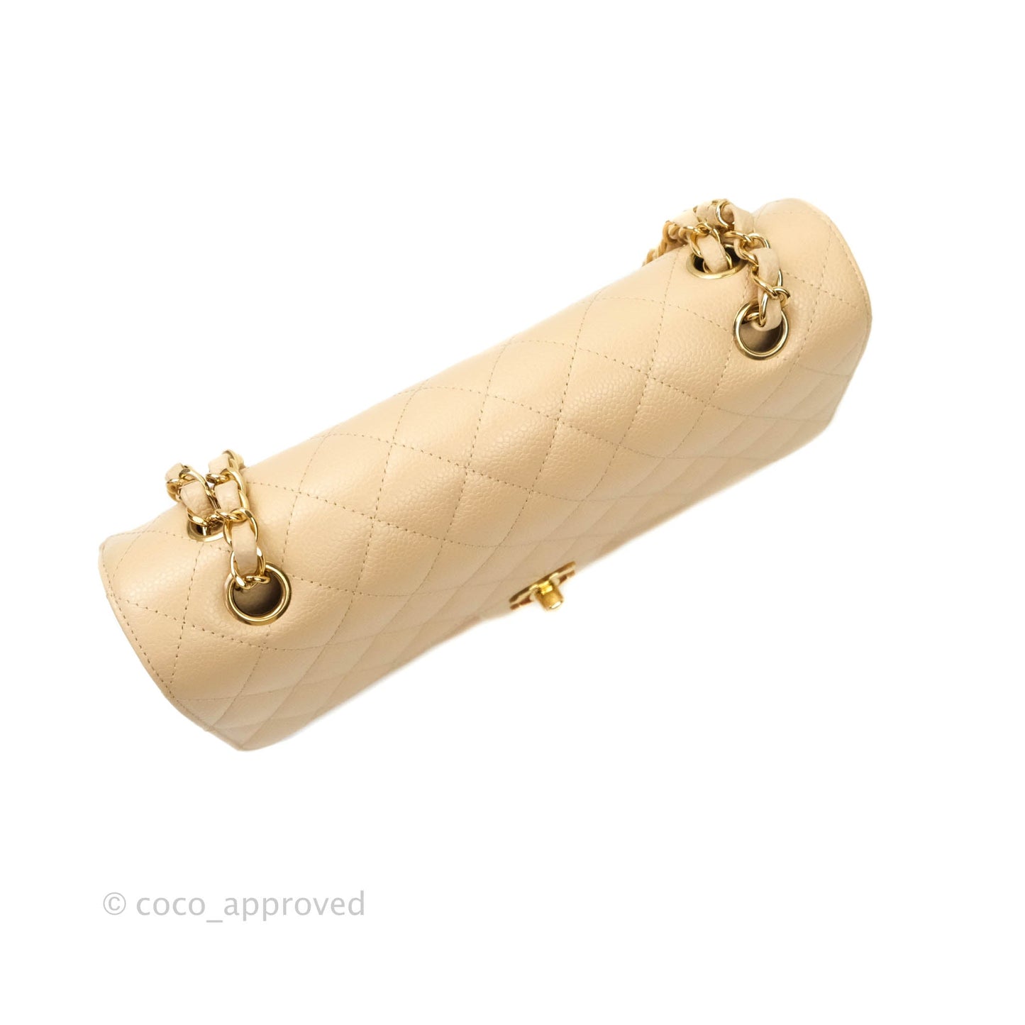 Chanel M/L Medium Double Flap Bag Beige Caviar Gold Hardware