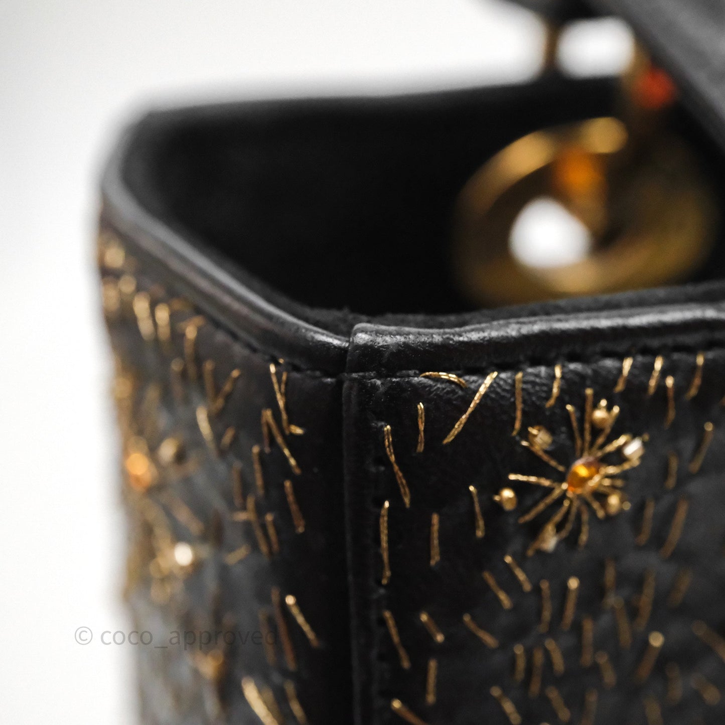Christian Dior Medium Lady Dior Limited Edition The Moon In My EyesBag Black Calfskin Gold Hardware