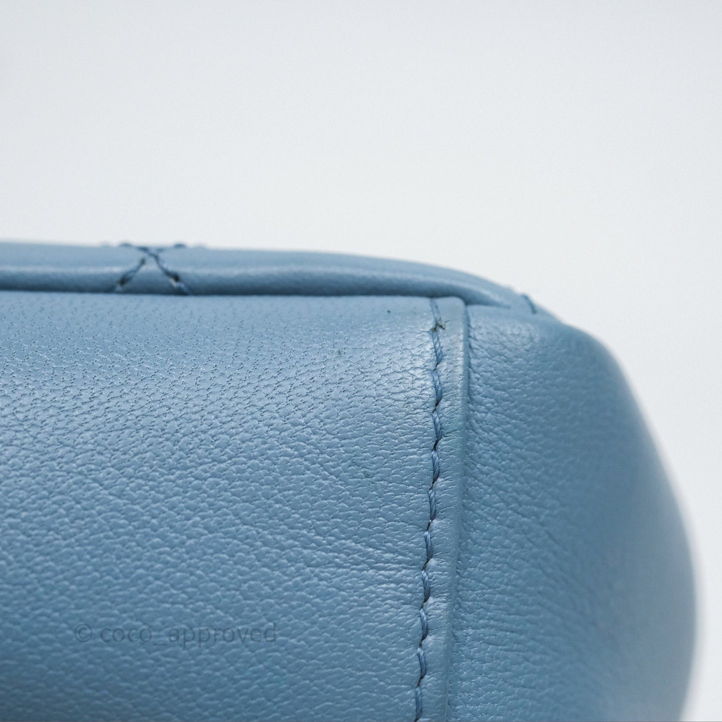 Chanel Curved Flap Bag Blue Lambskin Aged Gold Hardware