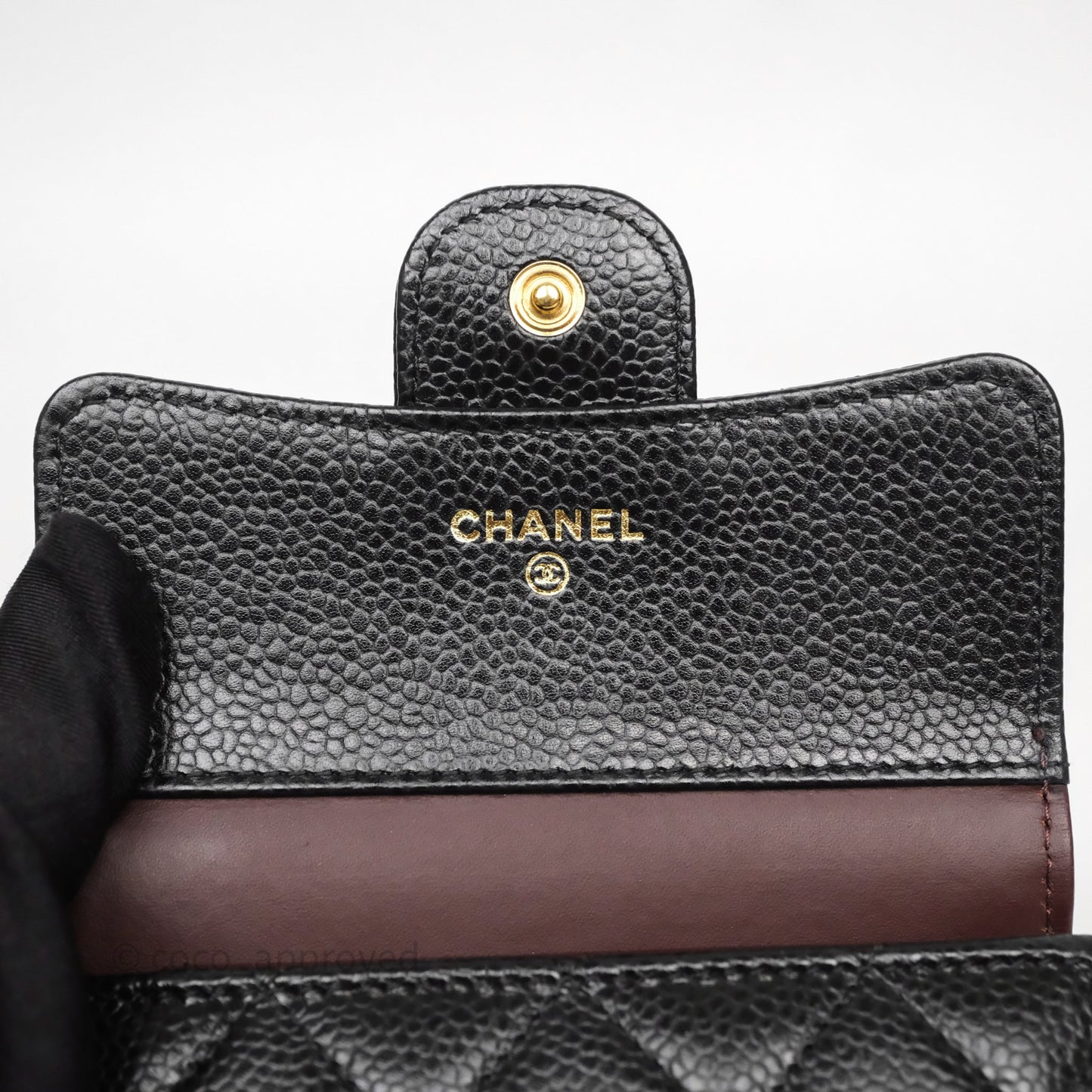 Chanel Classic Short Flap Wallet Black Caviar Gold Hardware