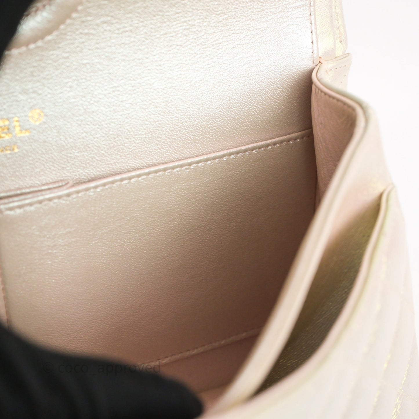 Chanel Classic Medium Double Flap Iridescent Beige Gold Hardware 21S