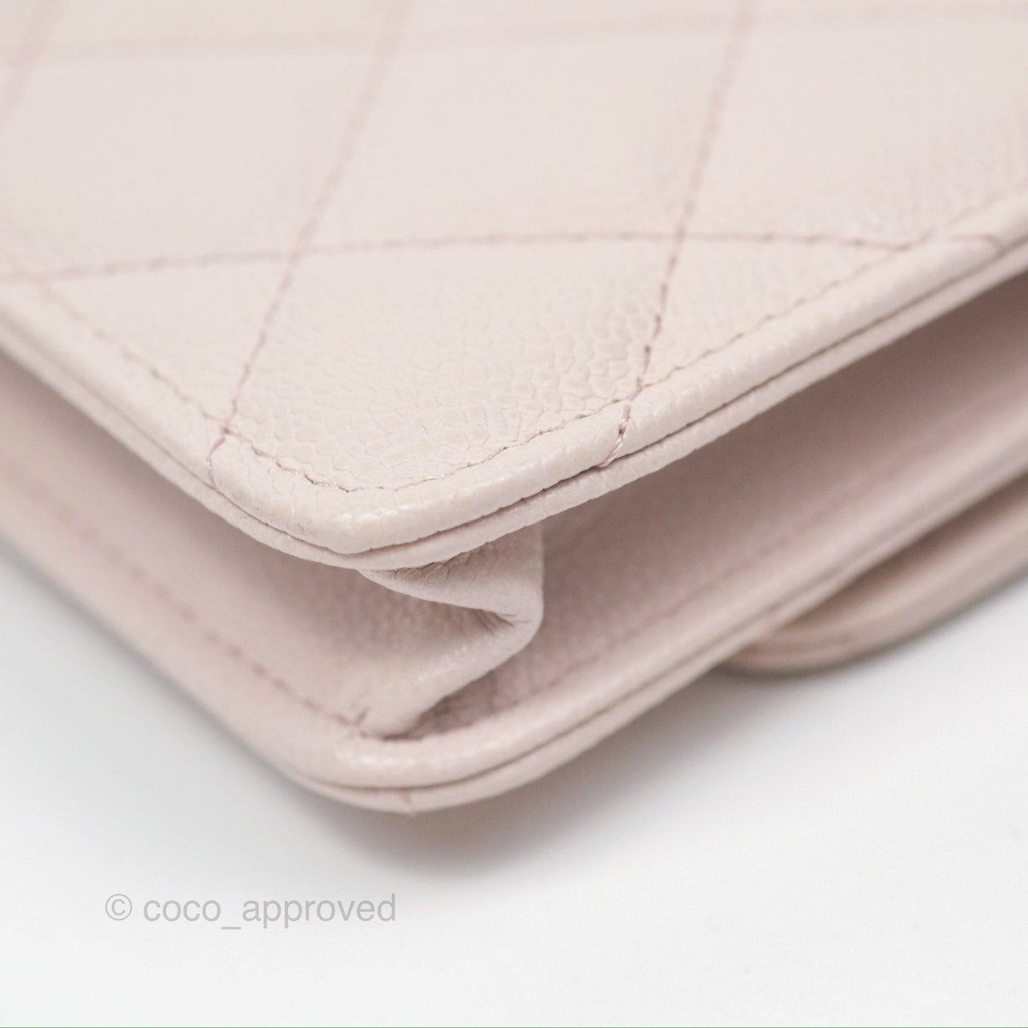 Chanel Miss Coco Clutch With Chain Quilted Lilac Pink Caviar Gold Hardware