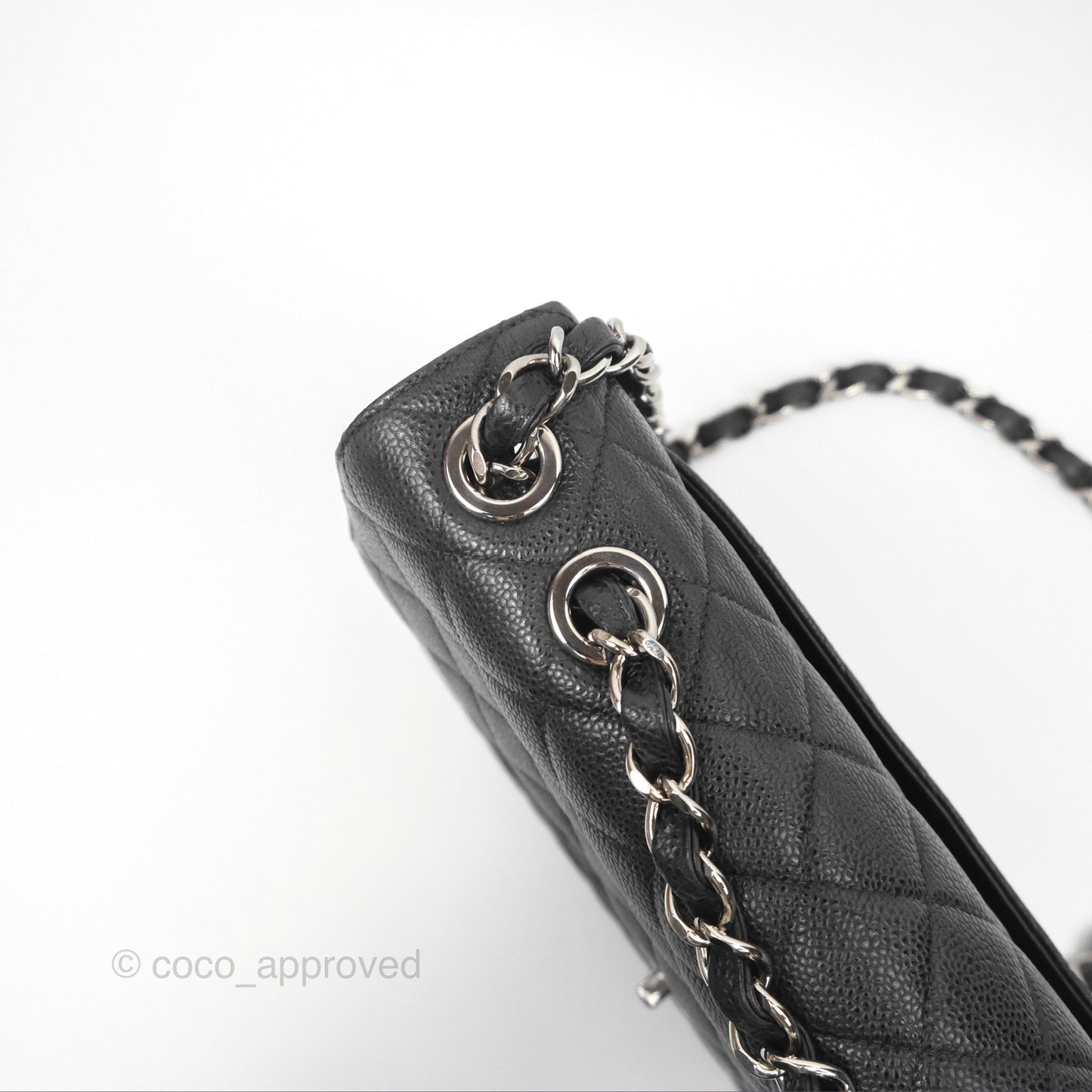 Chanel Classic Vintage Jumbo Single Flap Black Caviar Silver Hardware