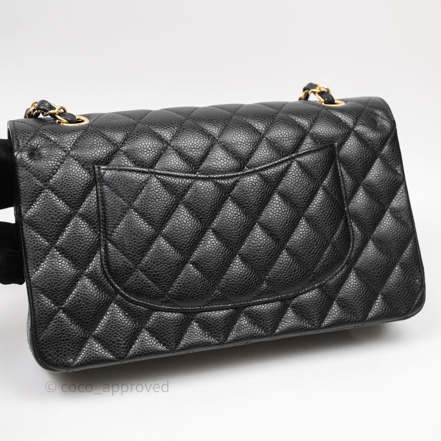 Chanel Classic M/L Medium Flap Quilted Black Caviar Gold Hardware