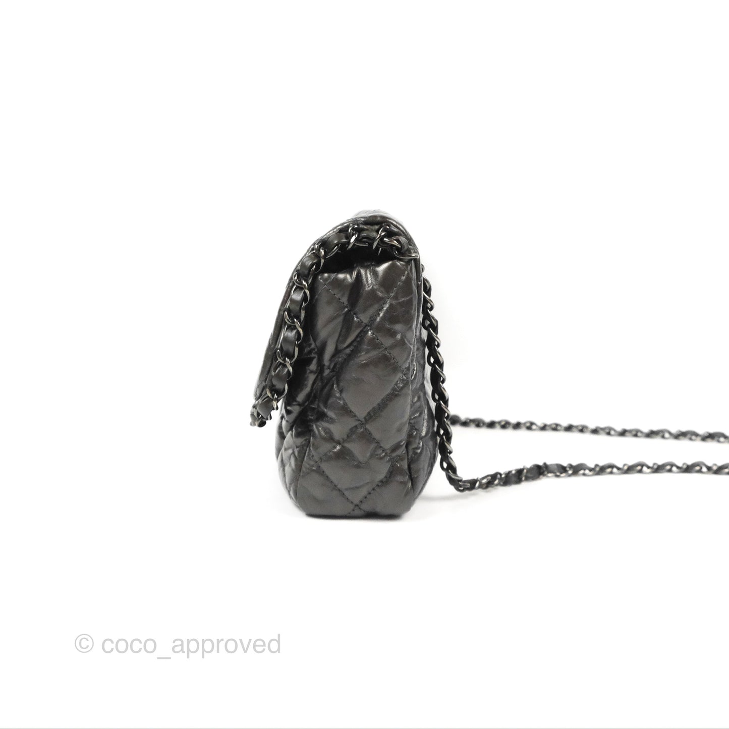 Chanel Medium Chain Me Flap Bag Metallic Dark Grey Calfskin Gun Metal