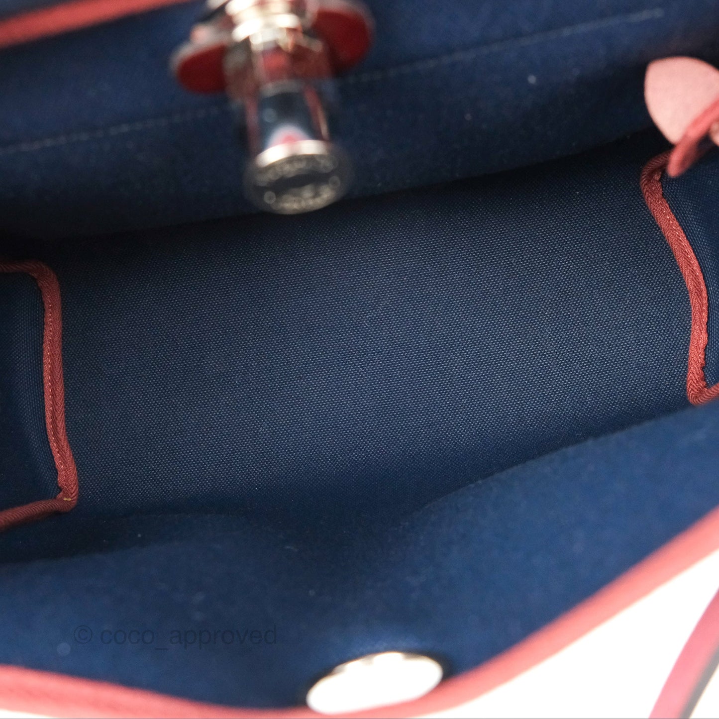 Hermès Herbag Zip 31 Bleu Marine/ Rouge Sellier Canvas Palladium Hardware