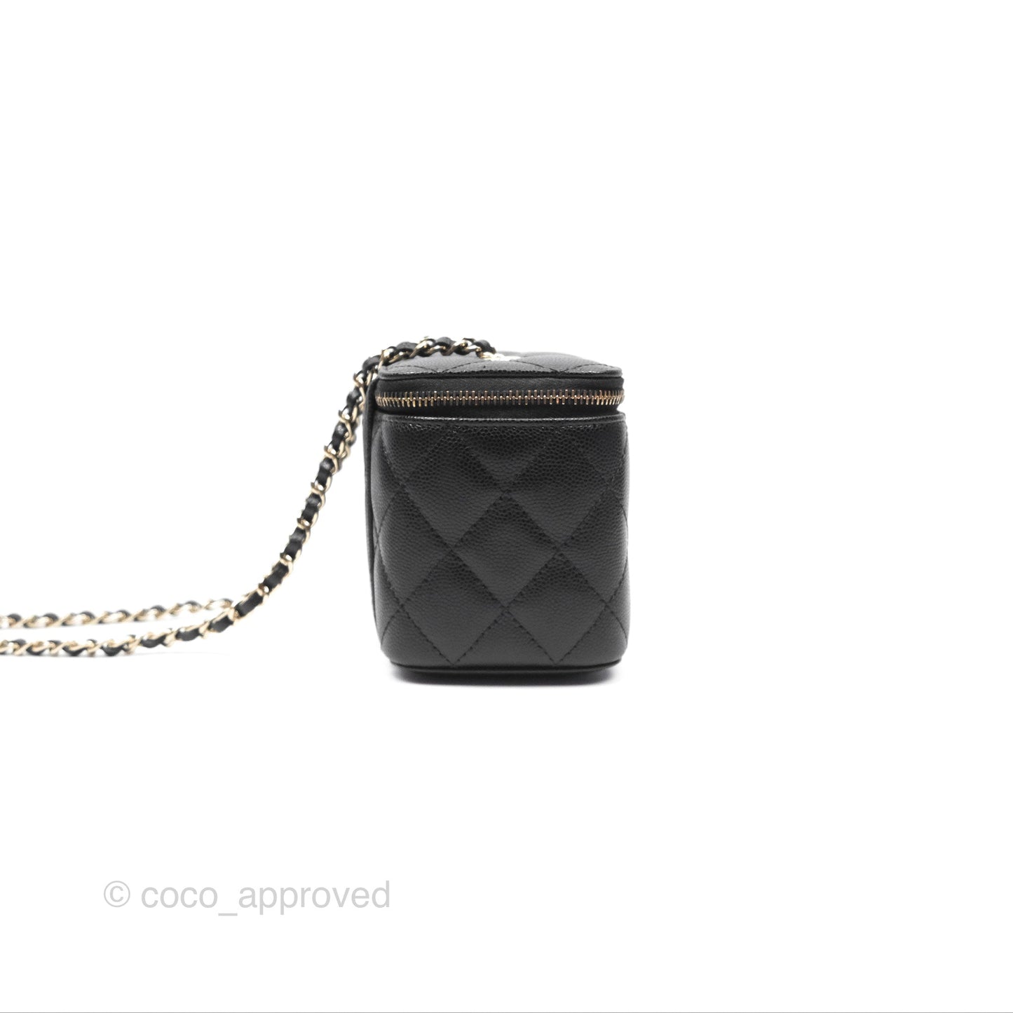 Chanel Vanity Rectangular With Chain Black Caviar Gold Hardware