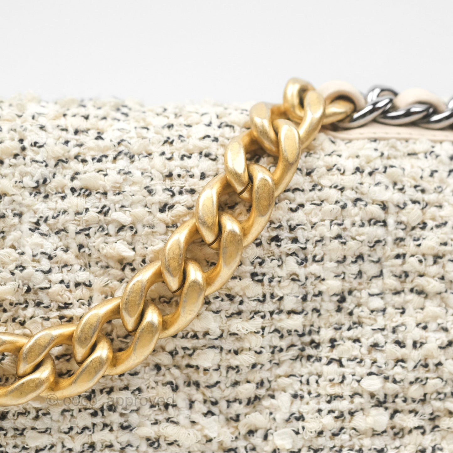 Chanel 19 Small Tweed Oreo Cream Mixed Hardware