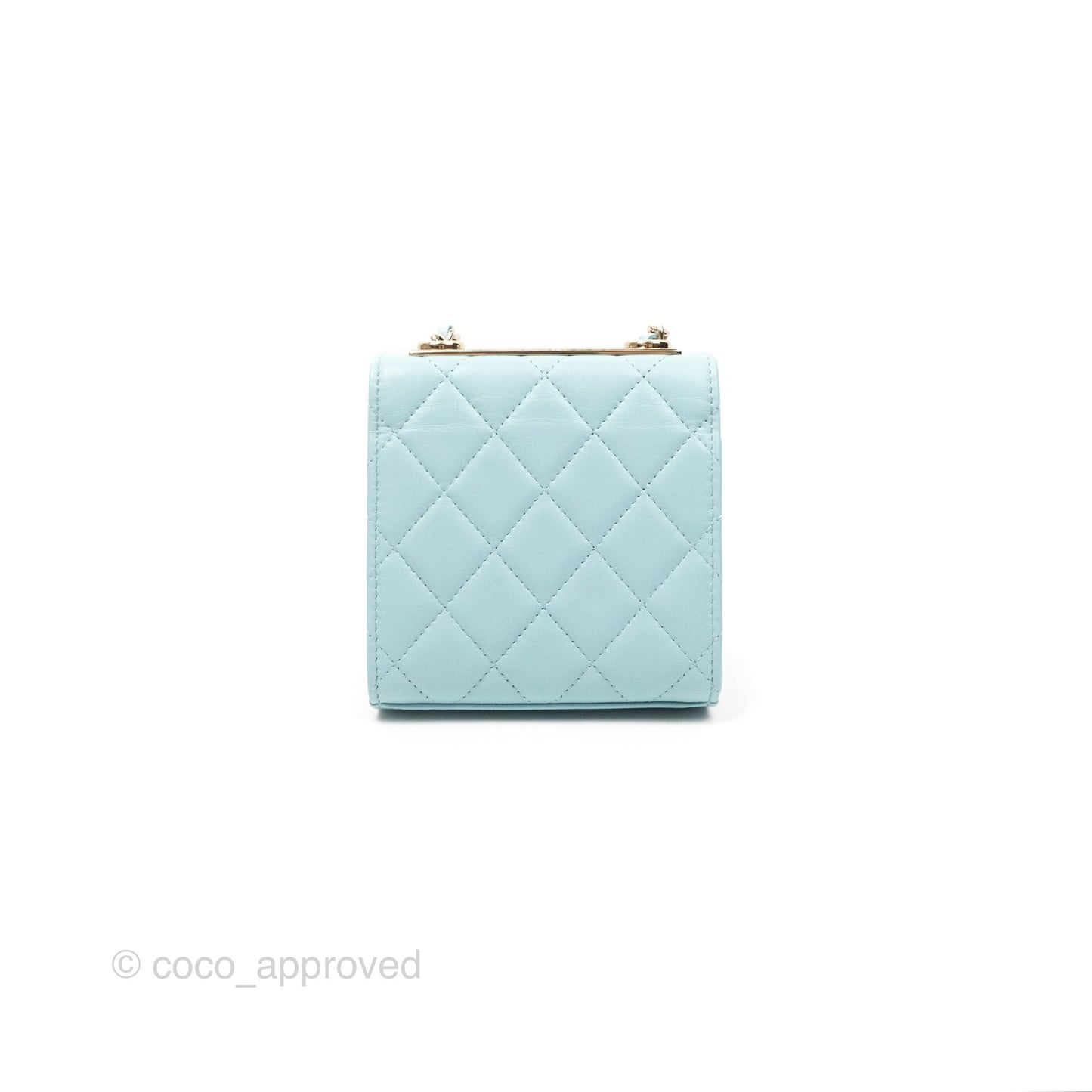 Chanel Mini Quilted Trendy CC Clutch With Chain Tiffany Blue Lambskin Gold Hardware