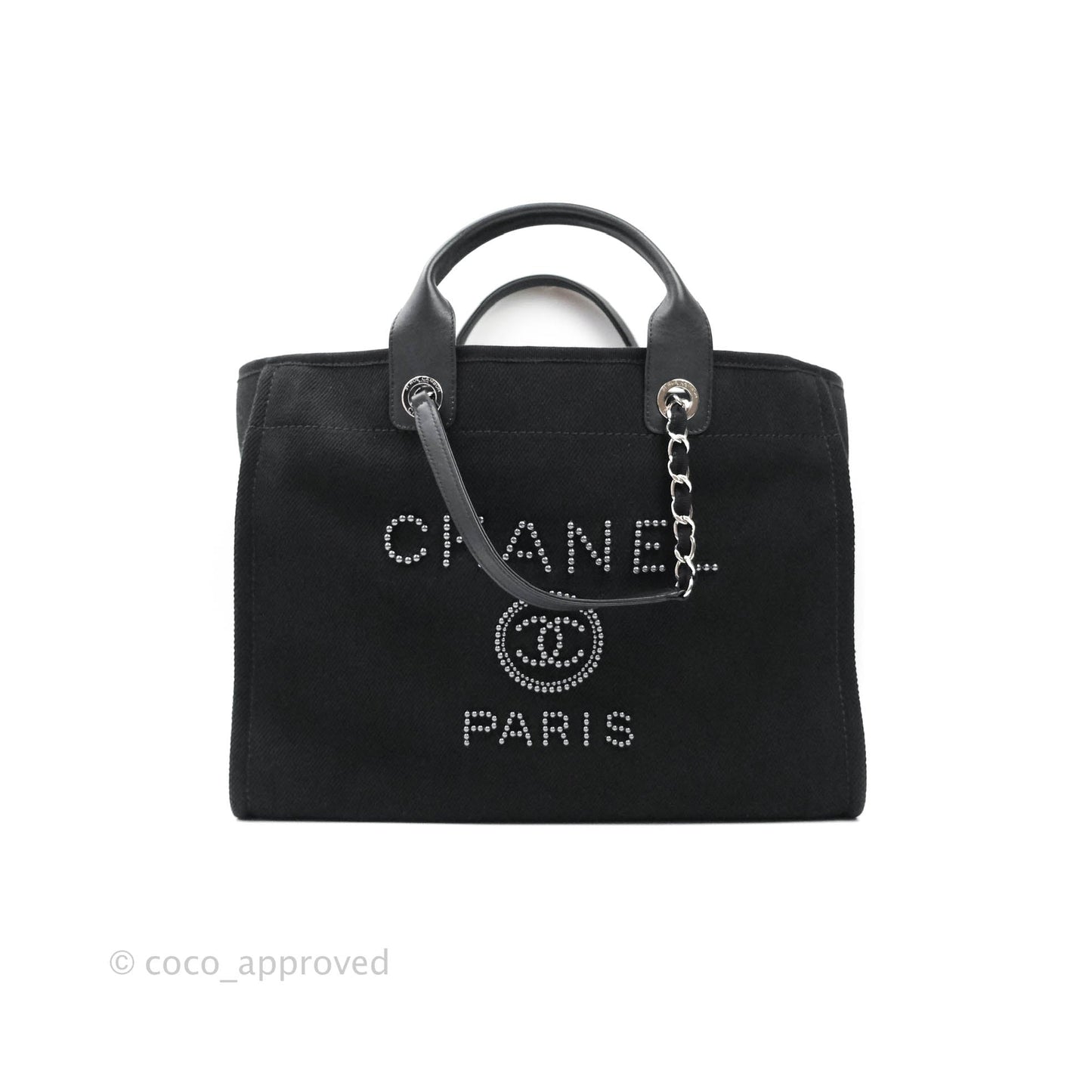 Chanel Medium Deauville Black Canvas Imitation Pearl