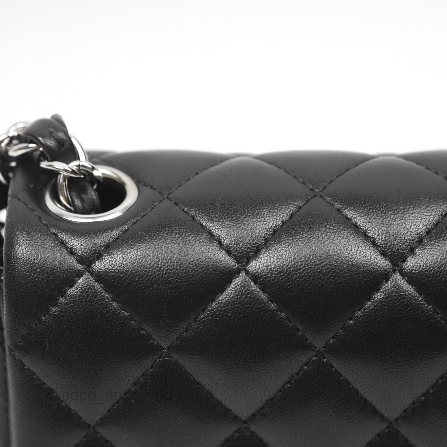 Chanel Mini Square Flap Quilted Black Lambskin Silver Hardware