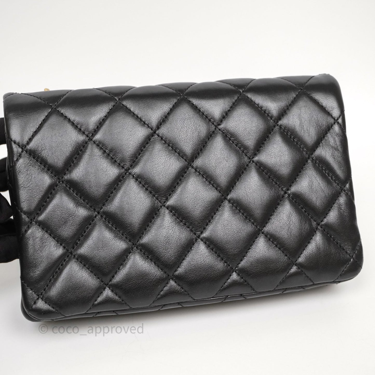 Chanel Small All Slide Adjustable Chain Flap Bag Black Lambskin Aged Gold Hardware 22K