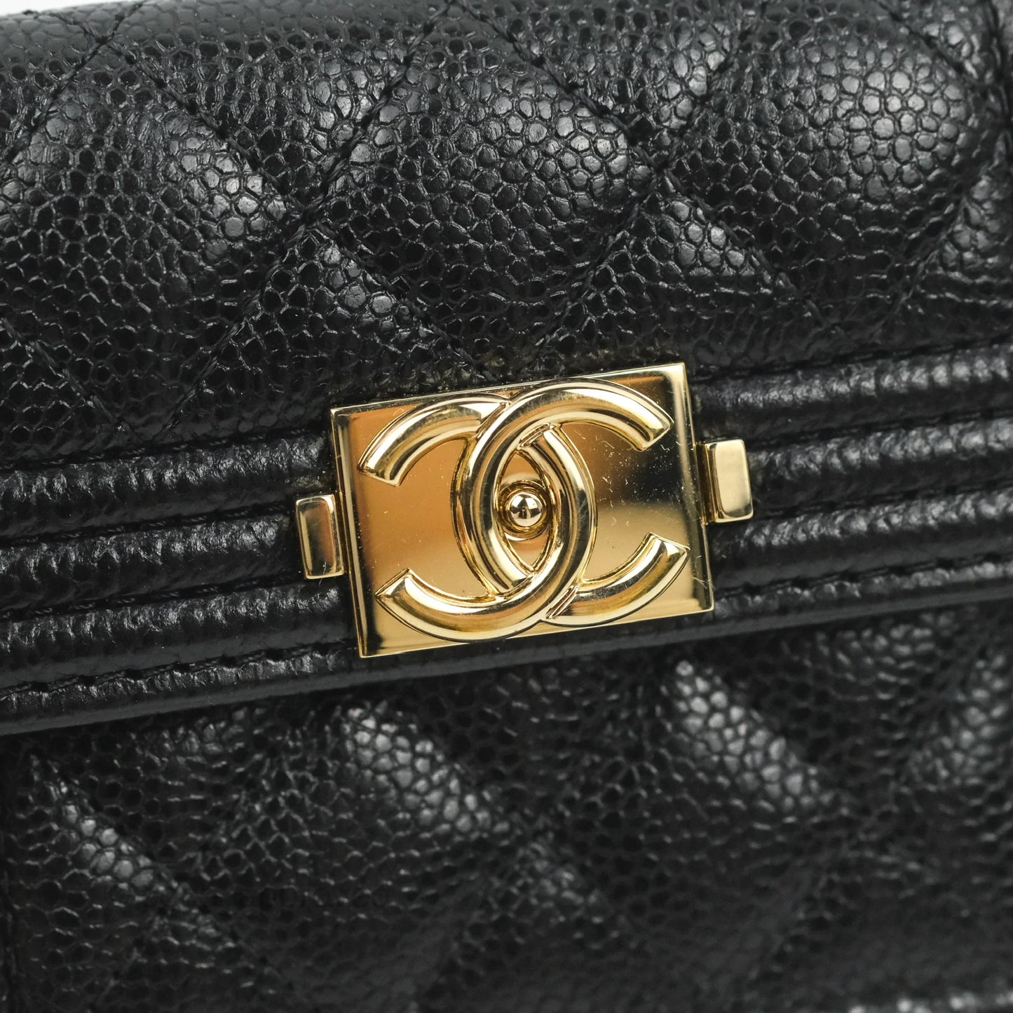 Chanel Quilted Small Boy Flap Wallet Black Caviar Gold Hardware