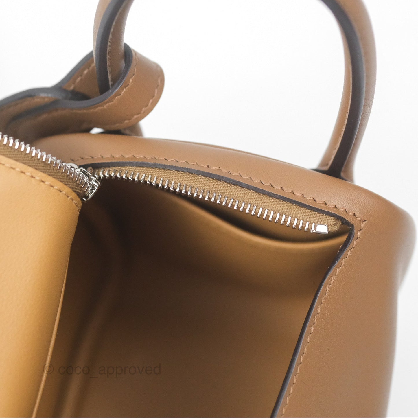Hermès Mini Lindy 20 Verso Swift Alezan 3G / Biscuit 48 Palladium Hardware