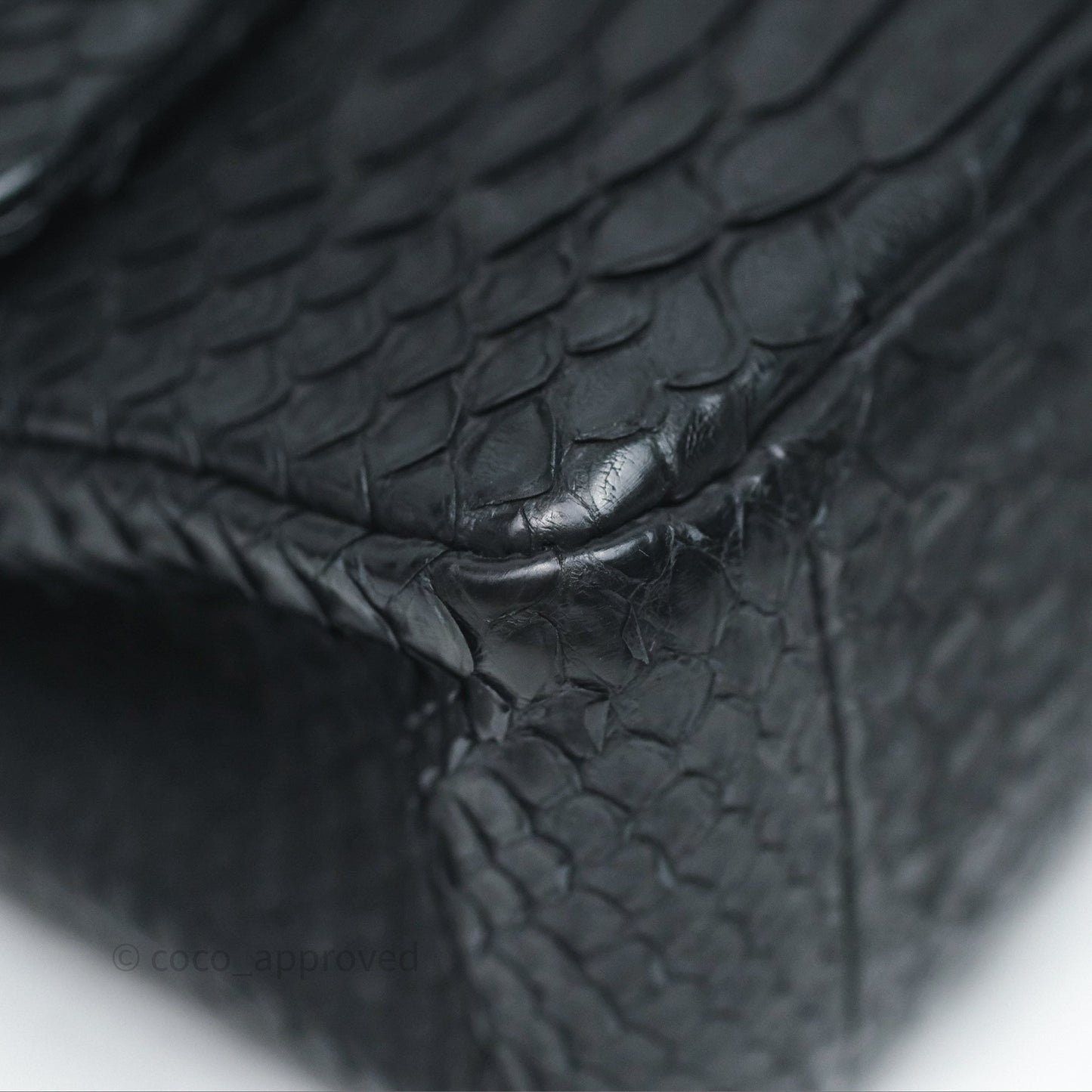 Chanel Classic M/L Medium Flap So Black Python Black Hardware