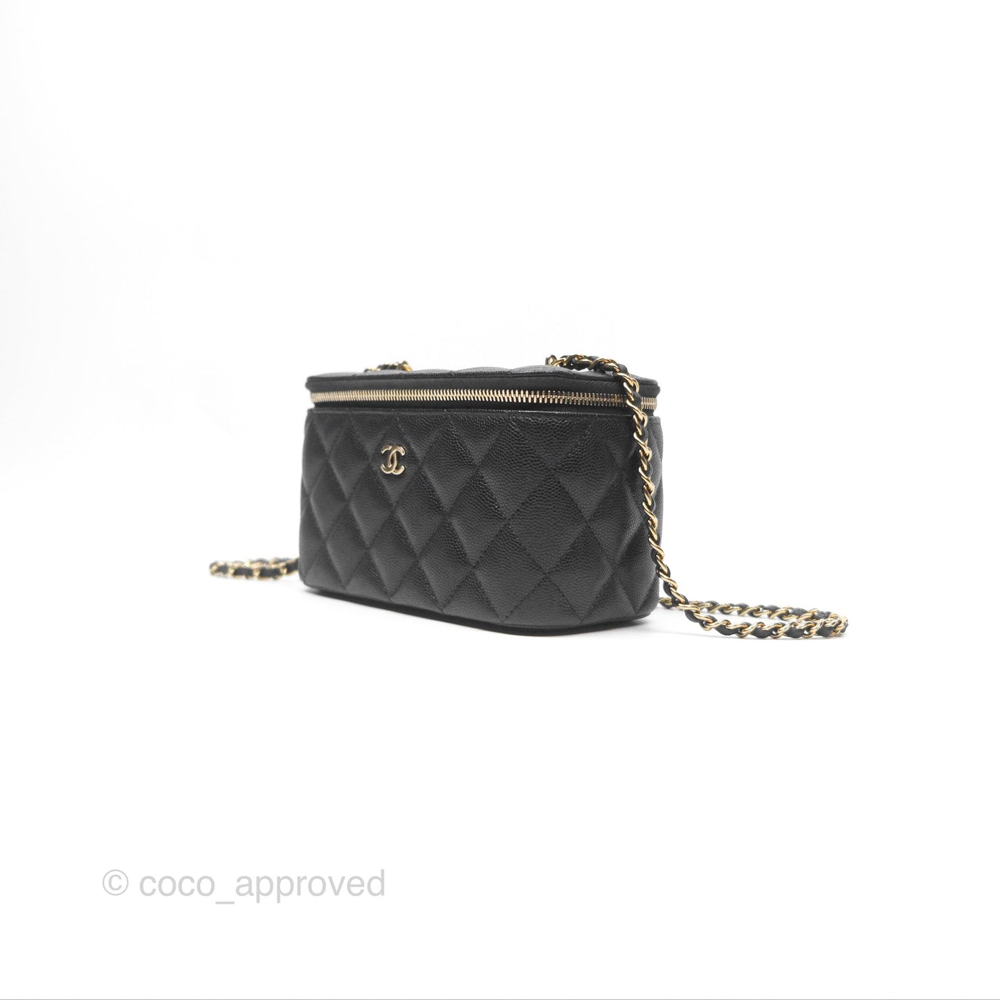 Chanel Vanity Rectangular With Chain Black Caviar Gold Hardware