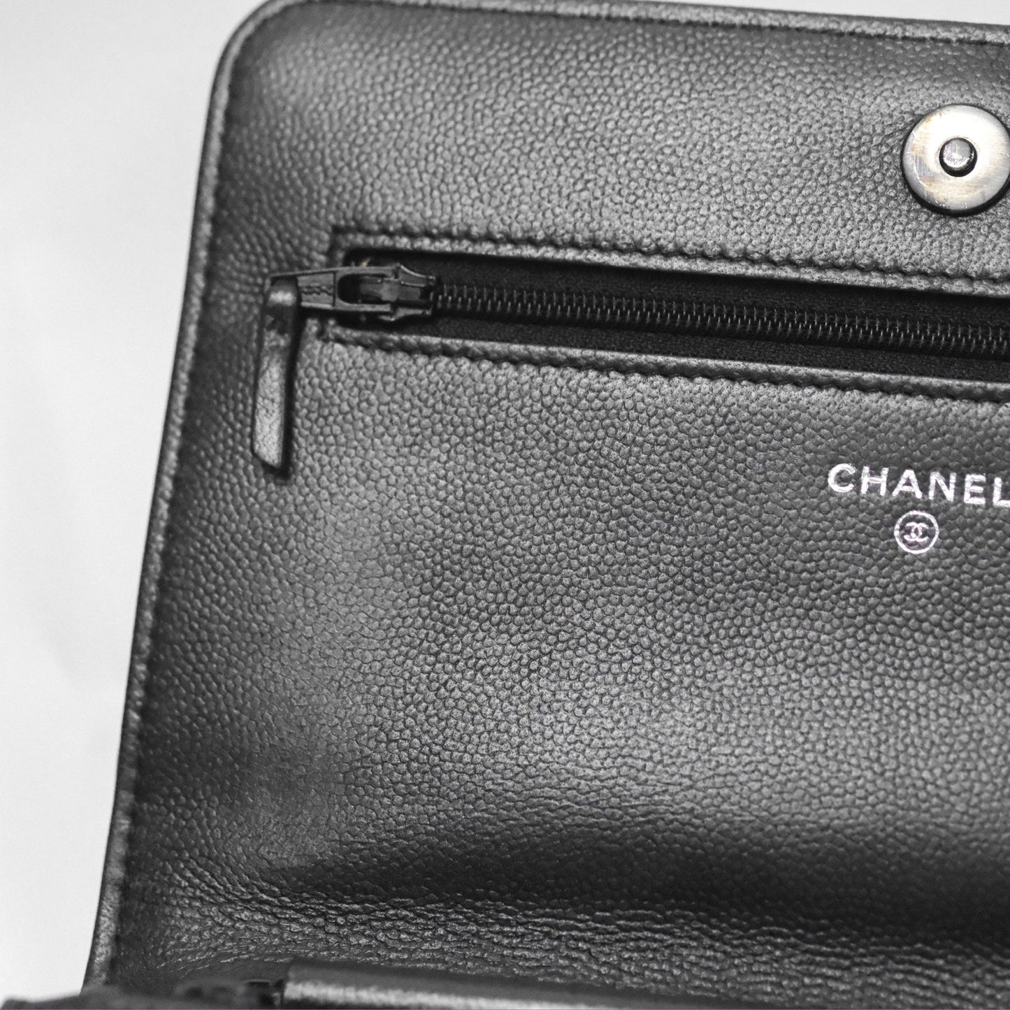 Chanel Quilted Boy Wallet on Chain WOC So Black Caviar