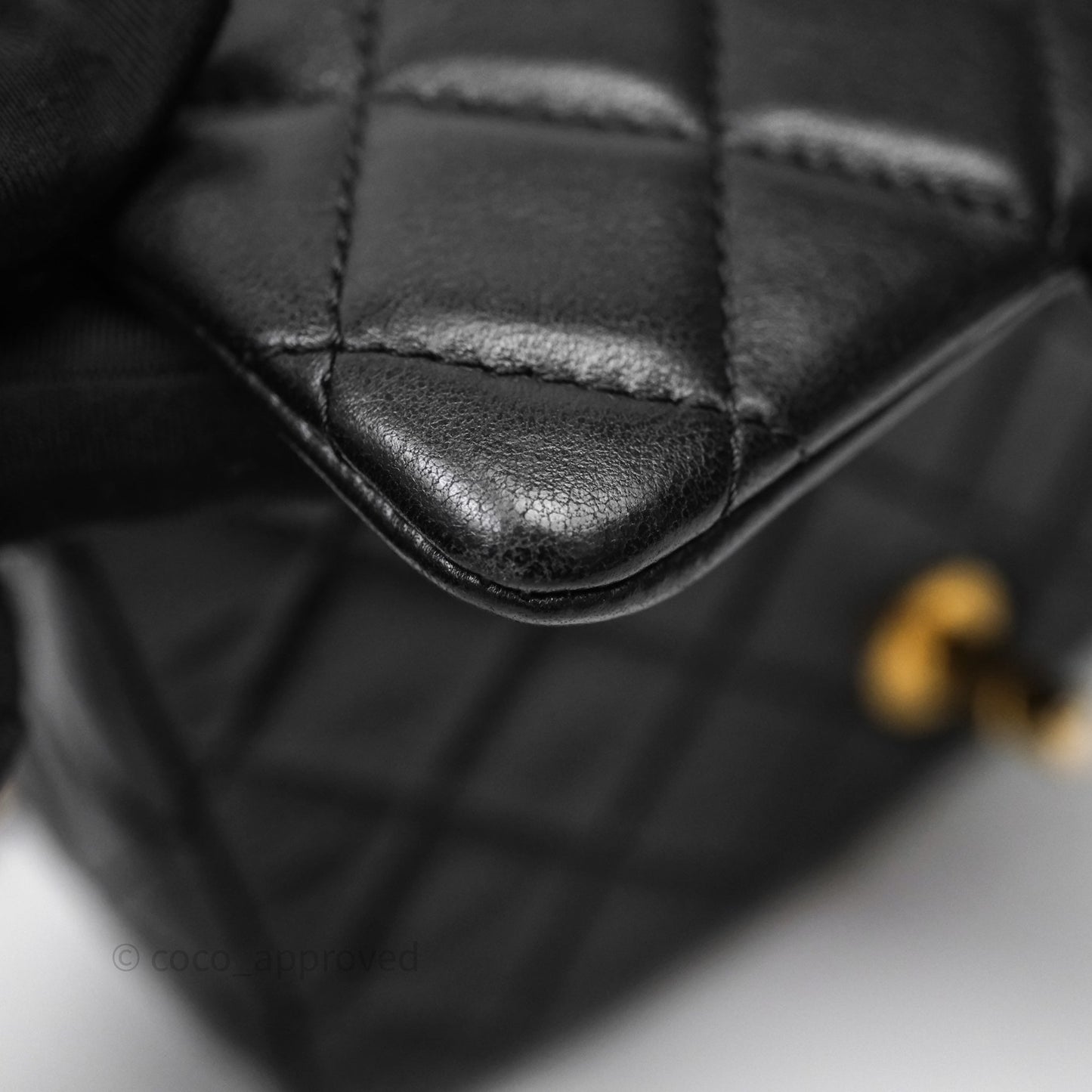 Chanel Pearl Crush Mini Square Quilted Black Lambskin Aged Gold Hardware