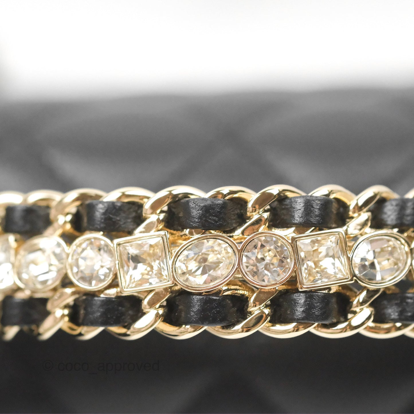 Chanel Mini Rectangle Flap with Crystals Top Handle Black Lambskin 23A