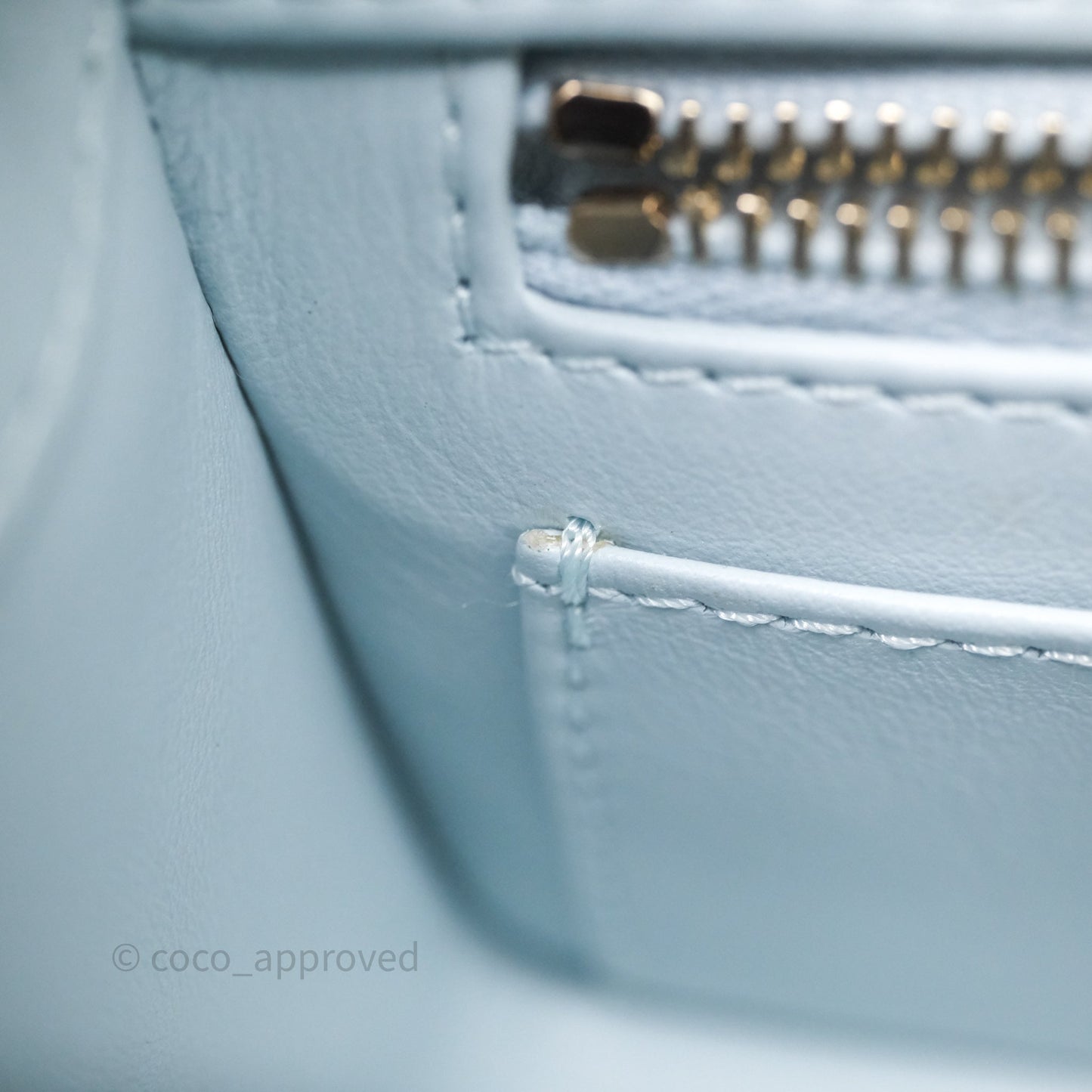 Chanel Pearl Crush Mini Rectangular Light Blue Lambskin Aged Gold Hardware