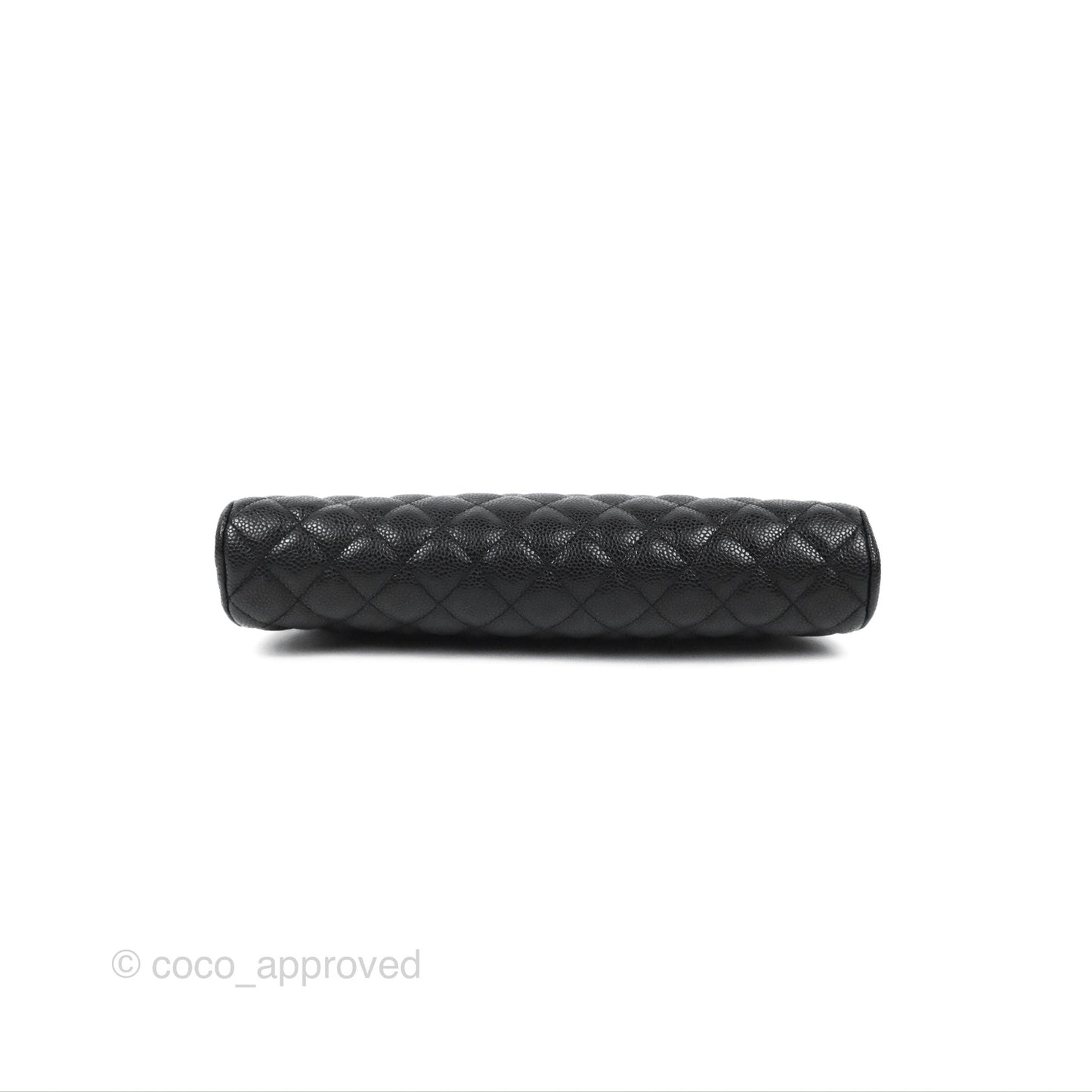 Chanel Quilted Timeless Kisslock Clutch Black Caviar Silver Hardware