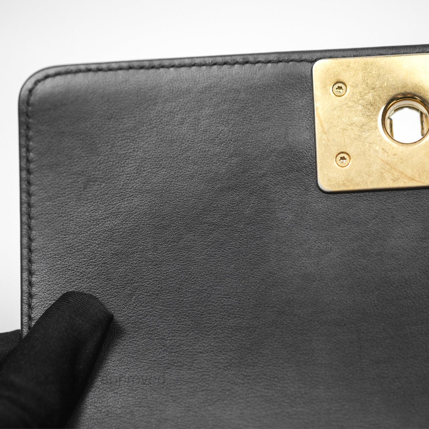 Chanel Small Boy Black Calfskin Aged Gold Hardware