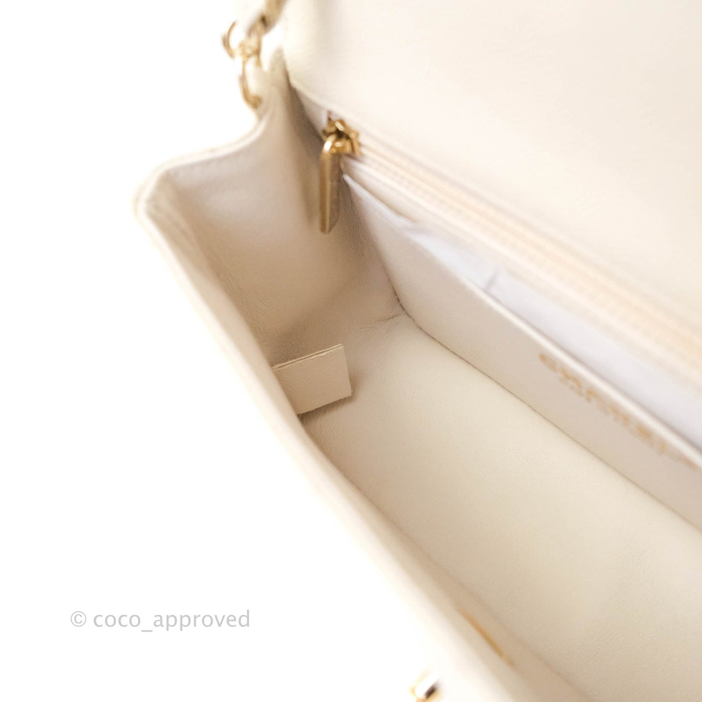 Chanel Classic Quilted Mini Rectangular Flap Ivory Caviar Gold Hardware