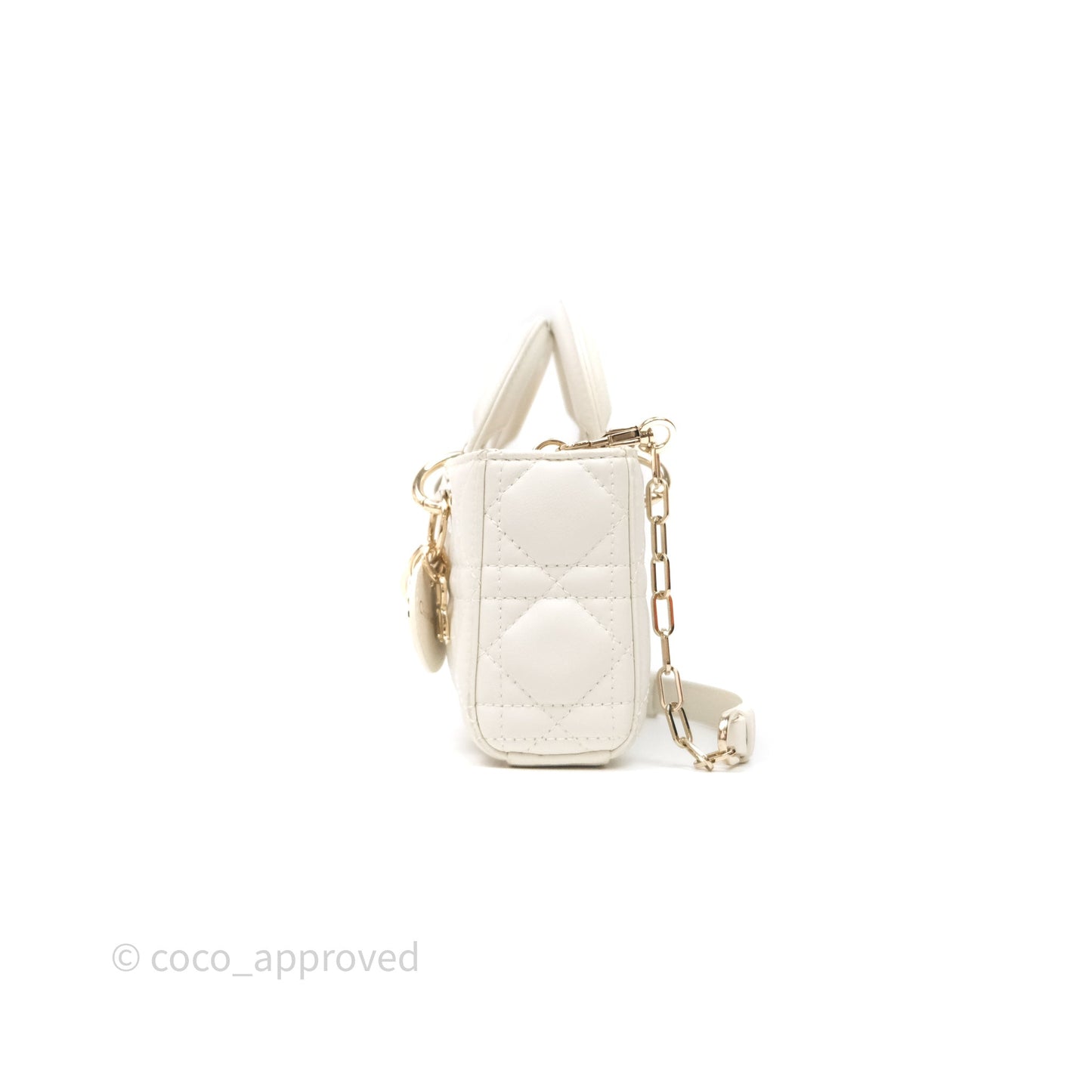 Christian Dior Micro Lady D-Joy Bag Latte Cannage Lambskin Gold Hardware