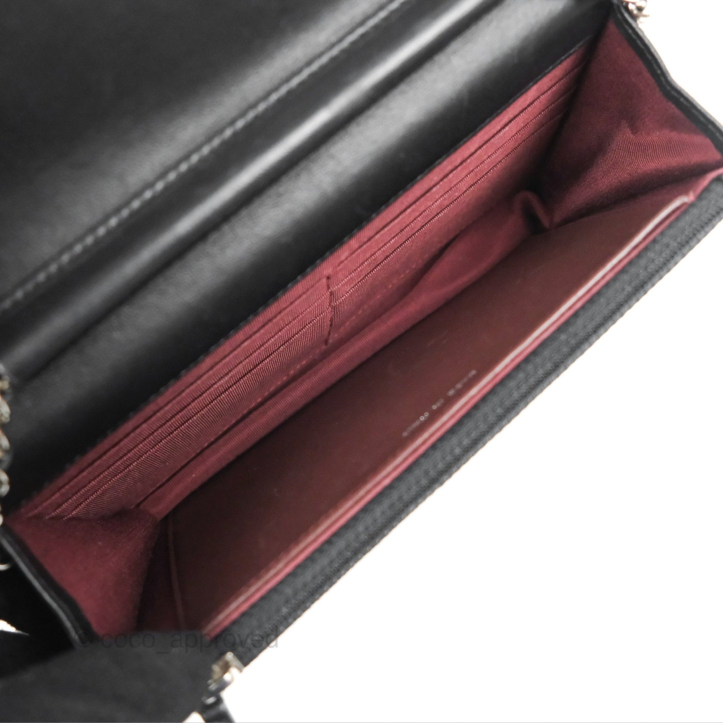 Chanel Quilted Classic Wallet On Chain WOC Black Lambskin Silver Hardware