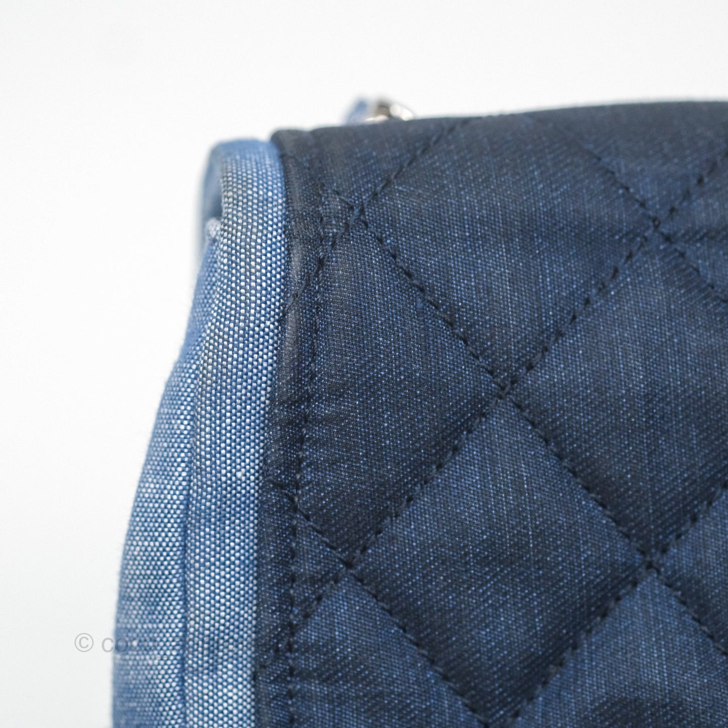 Chanel Quilted Mini Medallion Graphic Denim Blue Silver Hardware