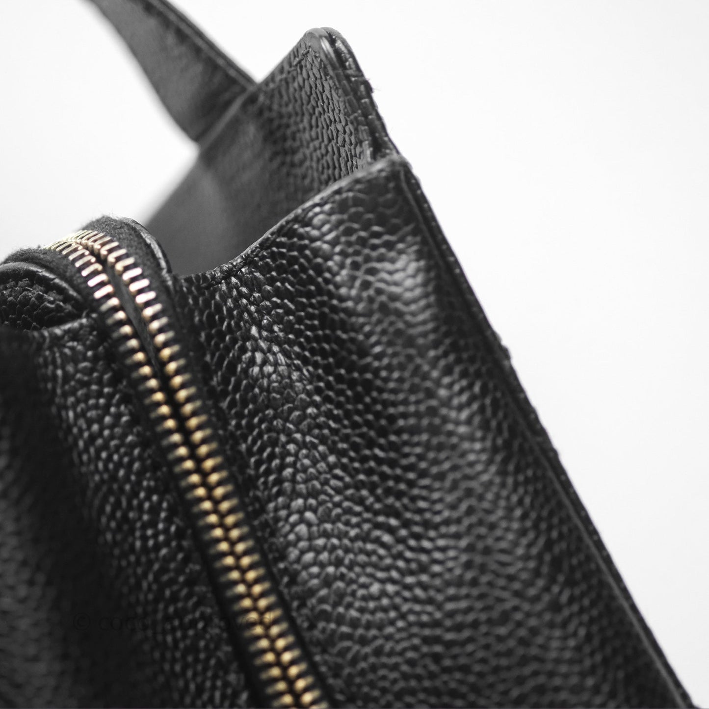 Chanel Vintage Quilted CC Tote Black Caviar Gold Hardware