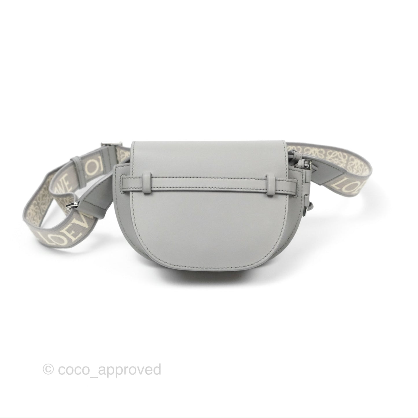 Loewe Mini Gate Dual Bag in Soft Calfskin & Jacquard Strap Light Grey