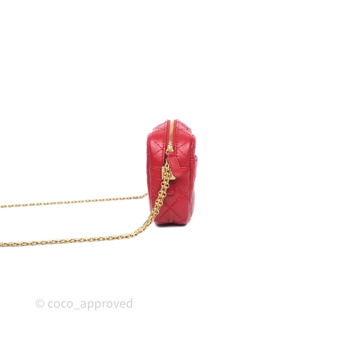 Chanel Quilted Mini Reissue Camera Case Red Aged Calfskin Aged Gold Hardware