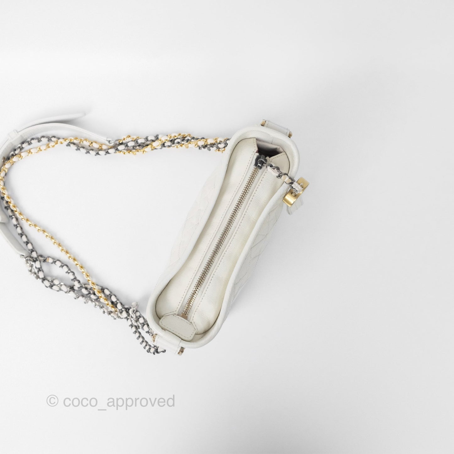 Chanel Small Gabrielle Hobo Quilted White Aged Calfskin