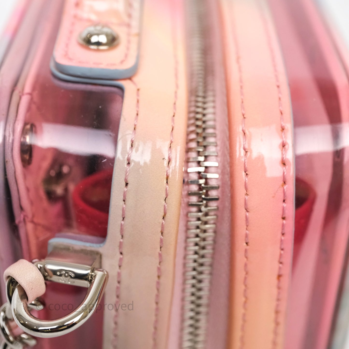 Chanel Filigree Pink Vanity Case PVC Silver Hardware